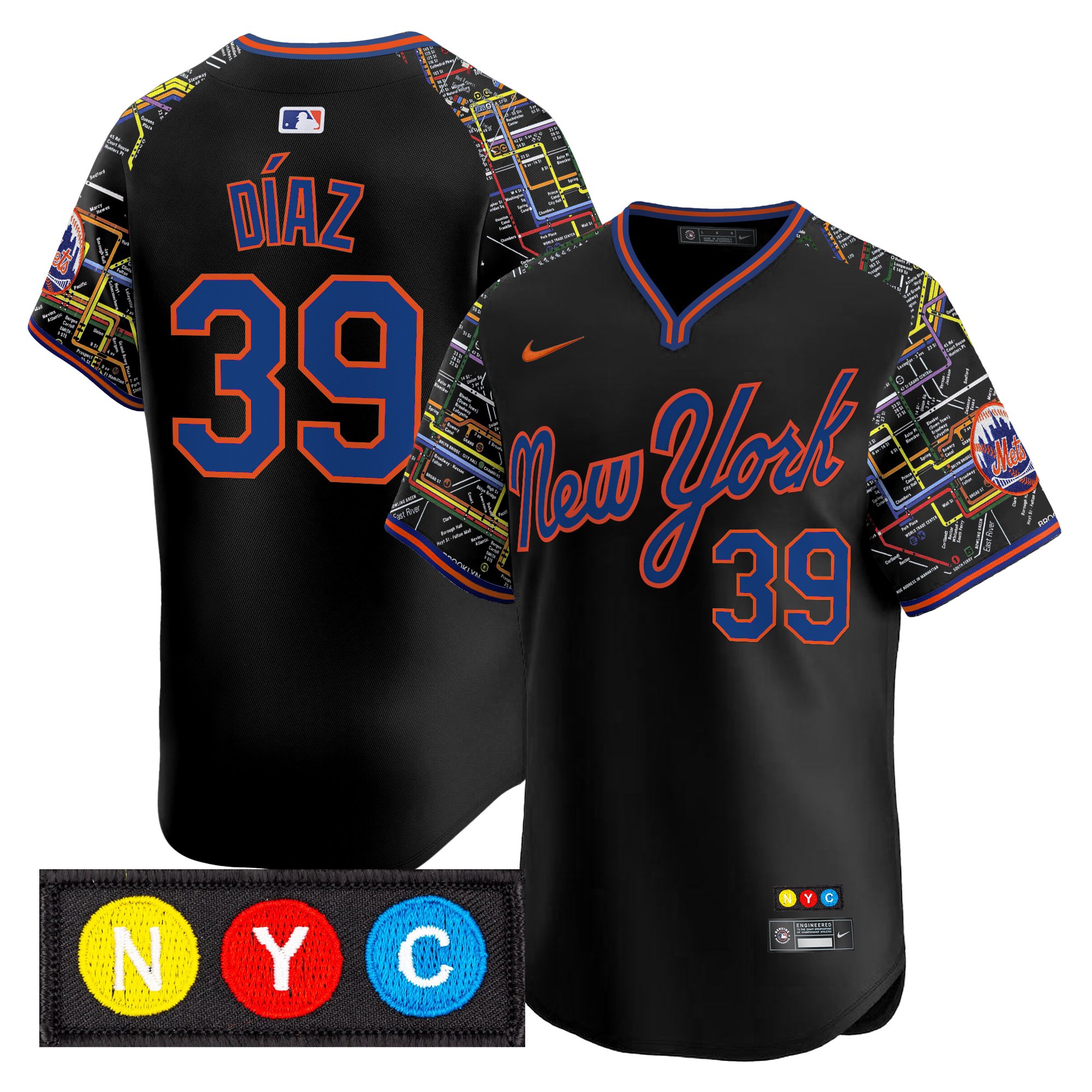 Edwin DÃƒÆ’Ã‚Â­az Men's New York Mets Subway Style Vapor Premier Limited Black Jersey - Stitched