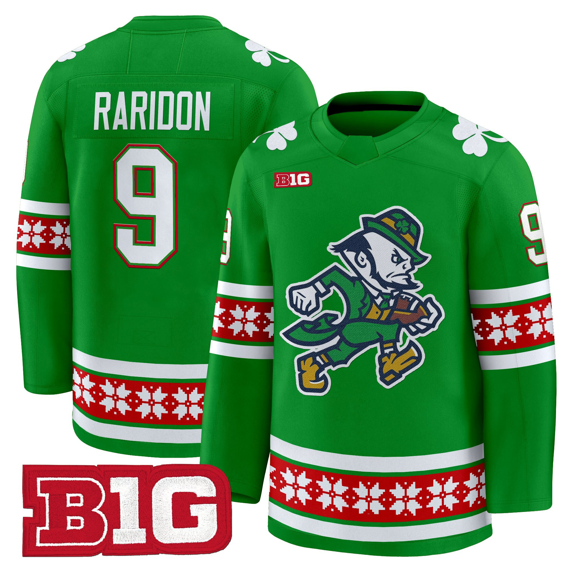 Eli Raridon Men's Notre Dame Fighting Irish Football 2025 Christmas Edition Premium Green Jersey - Hockey Style - Stitched