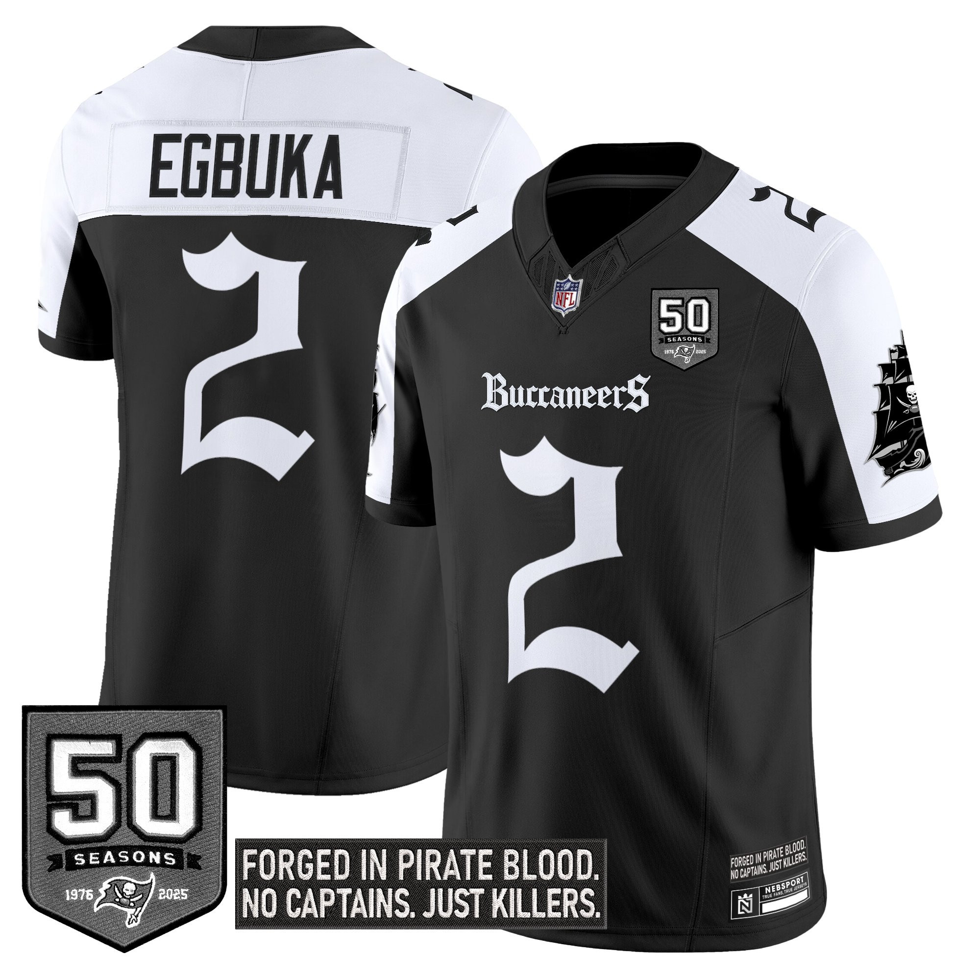 Emeka Egbuka Men's Tampa Bay Buccaneers Gothic Pirate Shadows Edition Limited Alternate Jersey - All Stitched