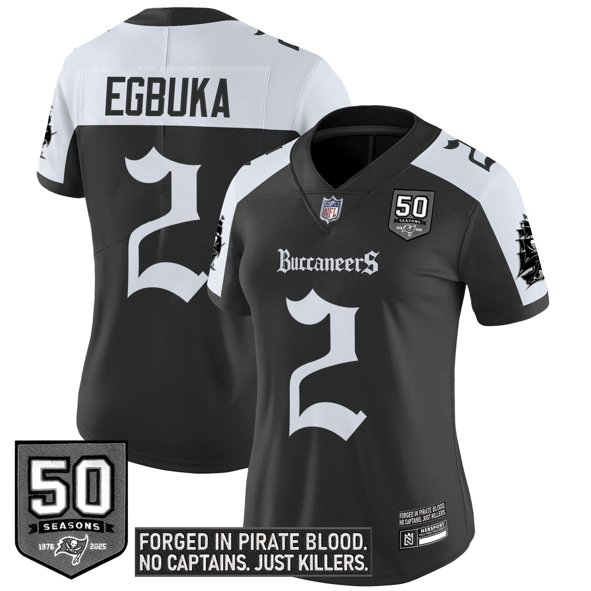 Emeka Egbuka Women's Tampa Bay Buccaneers Gothic Pirate Shadows Edition Vapor Limited Alternate Jersey - All Stitched