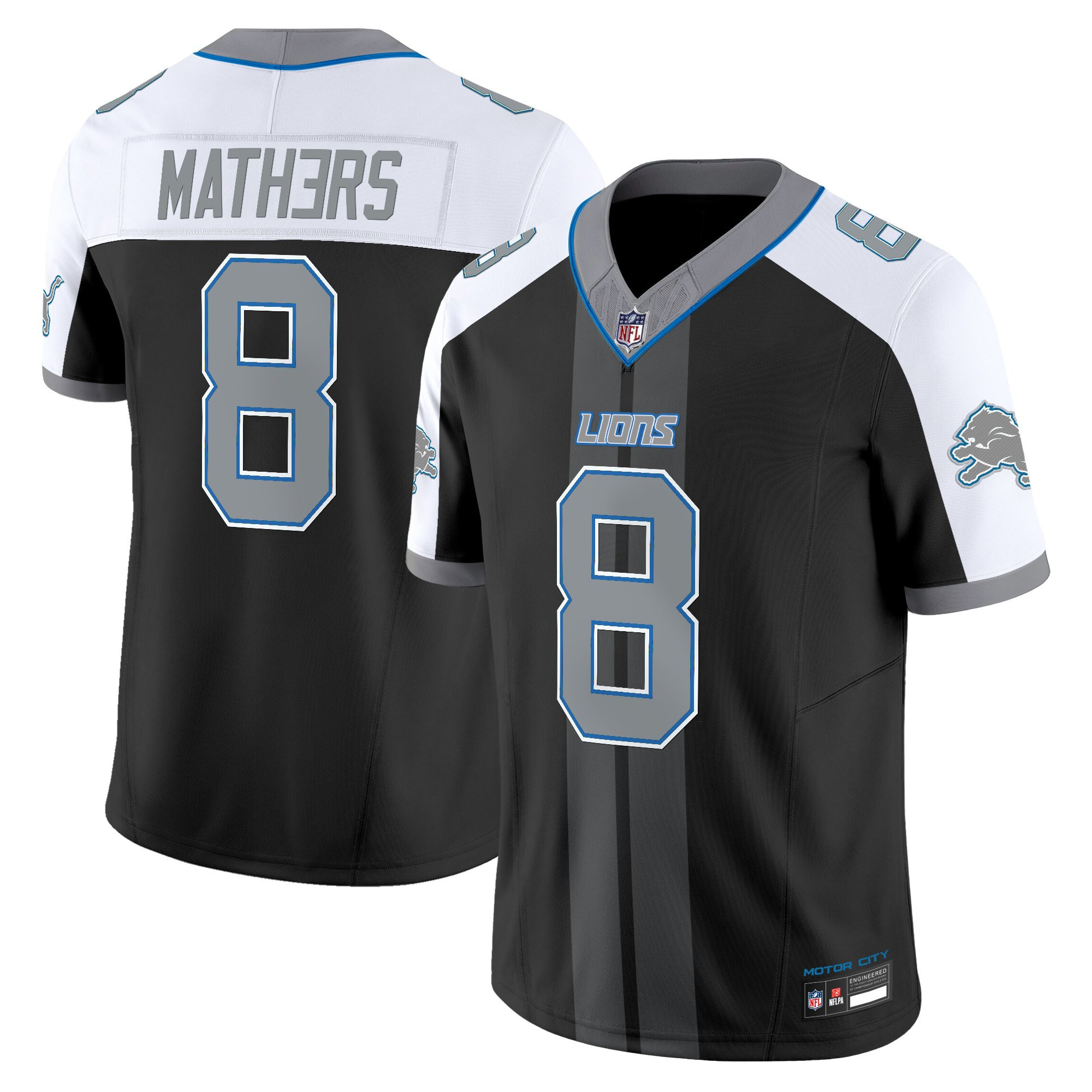 Eminem Men's Detroit Lions Motor City Racing Edition Vapor Limited Black Alternate Jersey - All Stitched