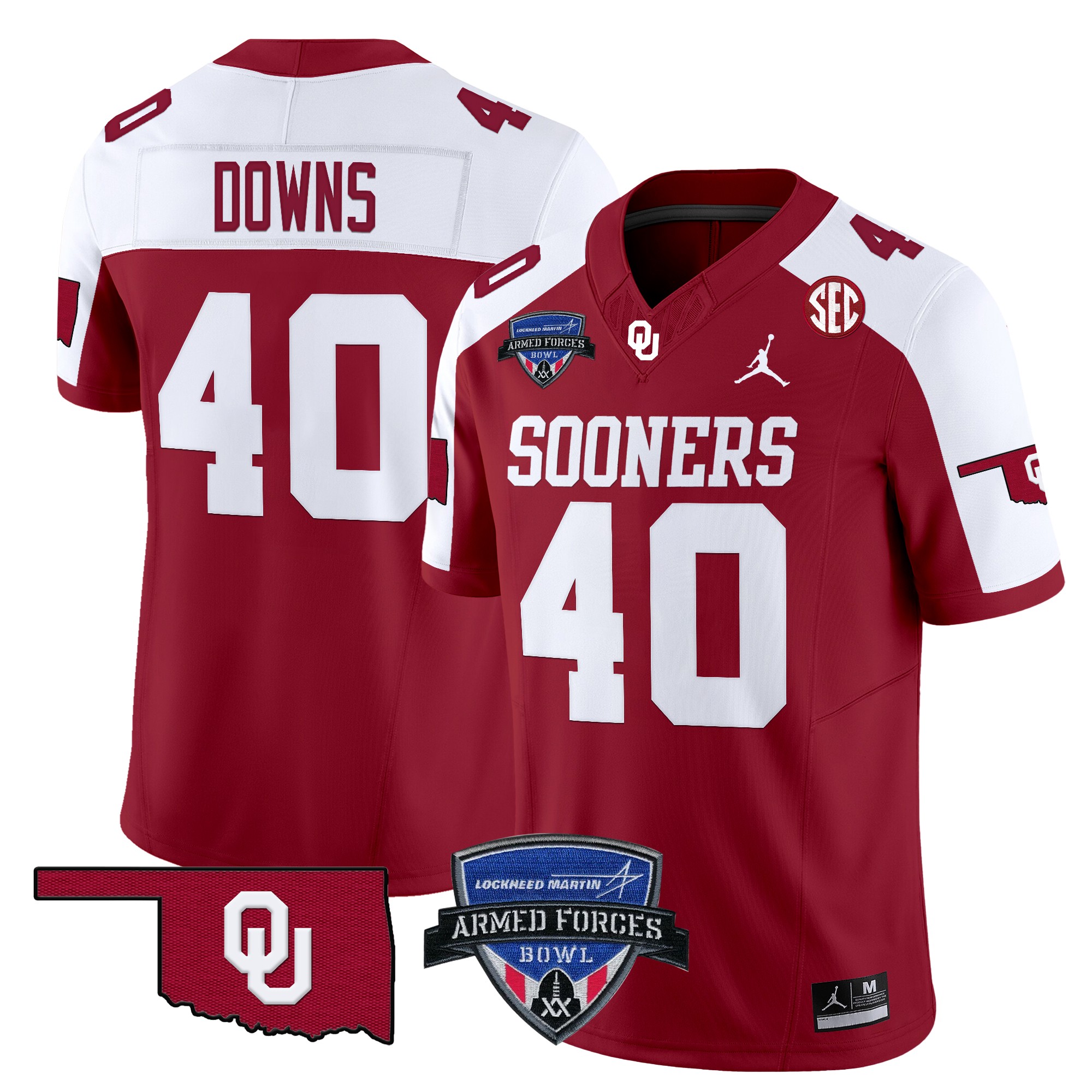 Ethan Downs Men's Oklahoma Sooners 2025 Armed Forces Bowl Patch Vapor Limited Alternate Jersey - All Stitched