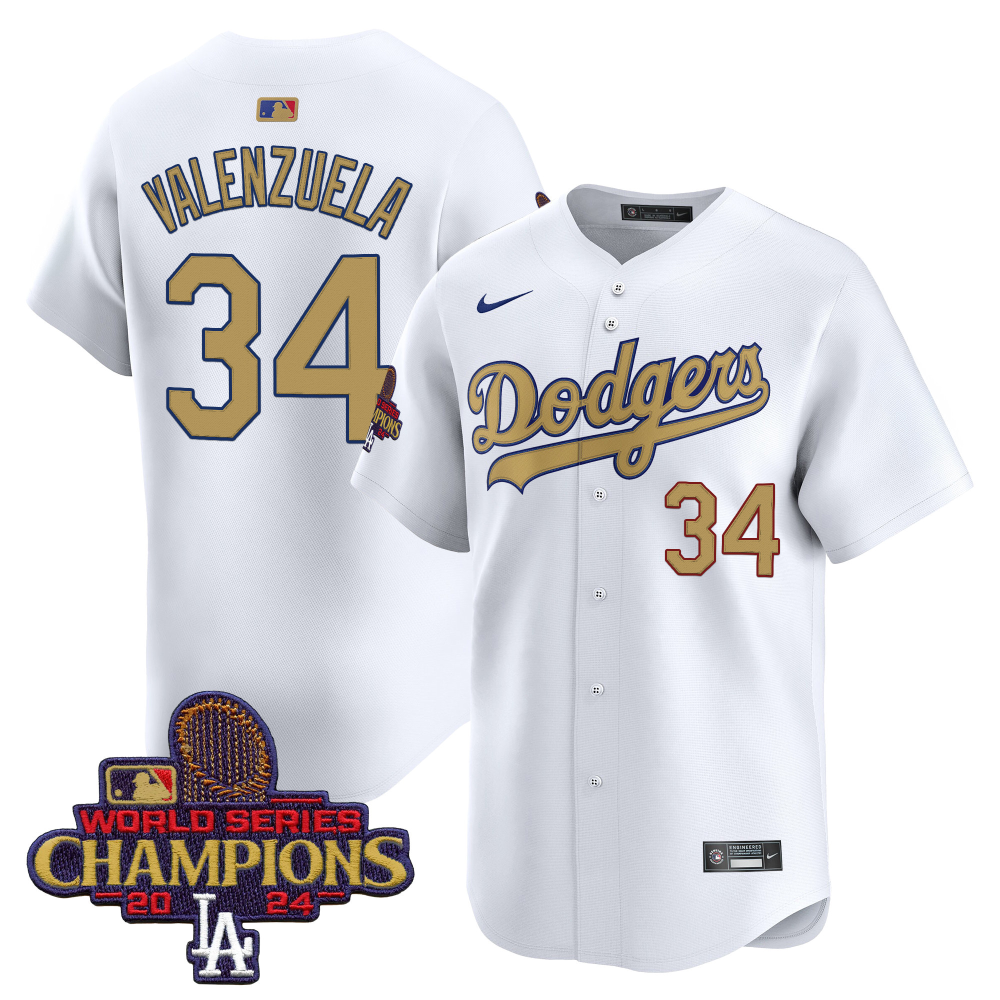 Fernando Valenzuela Men's Los Angeles Dodgers 2025 Gold Vapor Premier Limited White Jersey - All Stitched