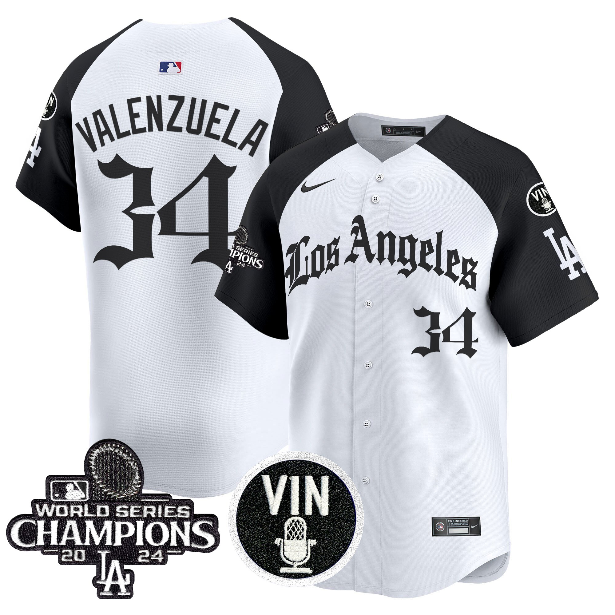 Fernando Valenzuela Men's Los Angeles Dodgers 2025 LA Gothic Style Vapor Premier Limited Alternate Jersey - All Stitched