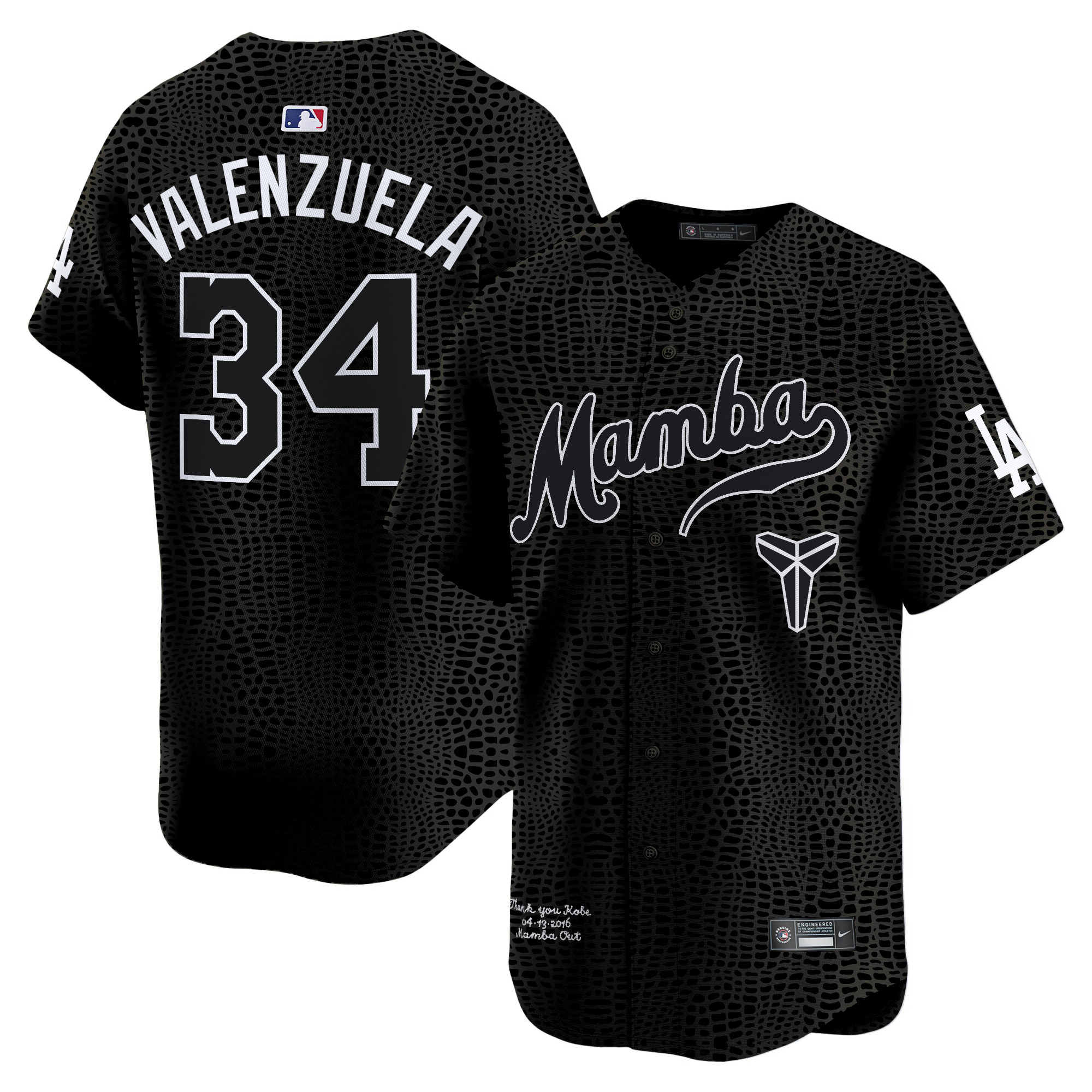 Fernando Valenzuela Men's Los Angeles Dodgers Kobe Bryant Mamba Vapor Premier Limited Mamba Jersey - All Stitched