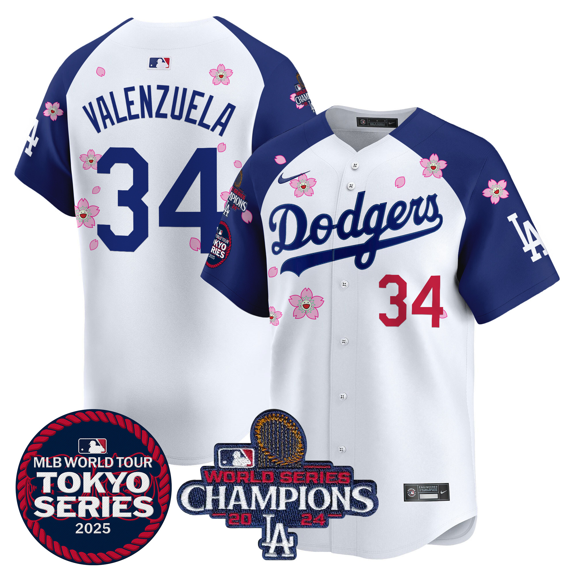 Fernando Valenzuela Men's Los Angeles Dodgers Tokyo Series 2025 World Series Champions Patch Vapor Premier Limited Alternate Jersey - Stitched