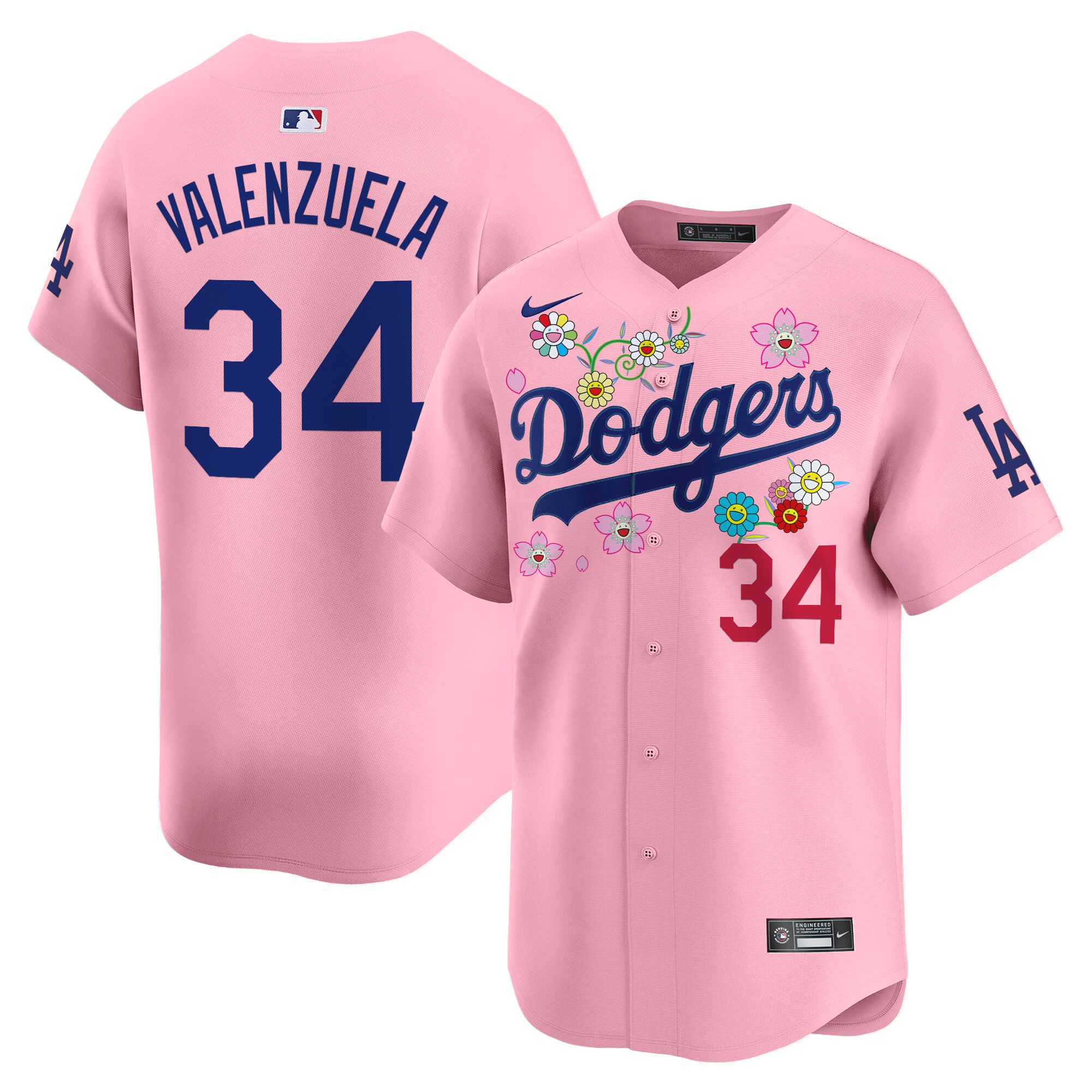 Fernando Valenzuela Men's Los Angeles Dodgers x Takashi Murakami 2025 Vapor Premier Limited Cherry Blossom Jersey - Stitched