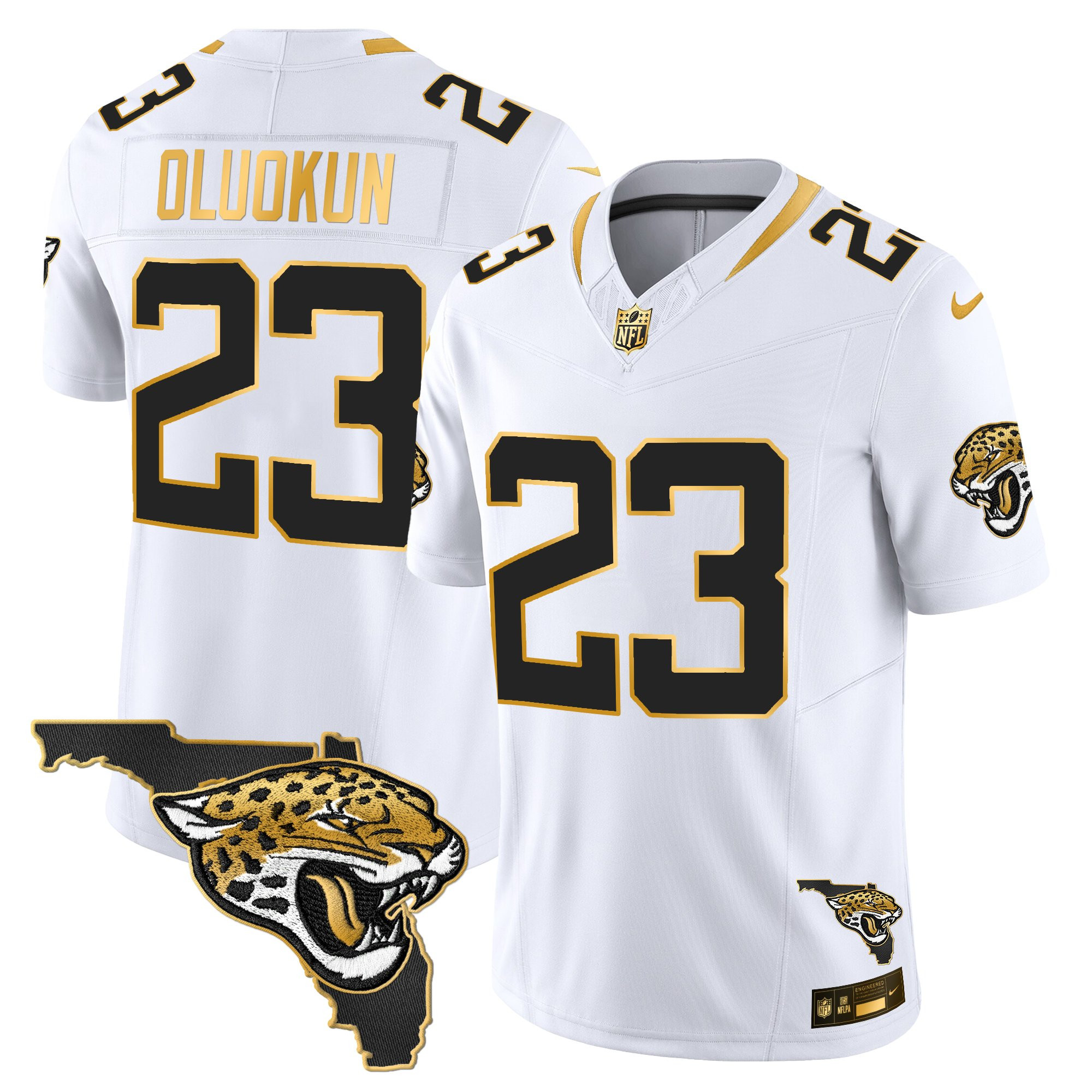 Foyesade Oluokun Men's Jacksonville Jaguars 2025 Gold Vapor Limited White Gold Jersey - All Stitched