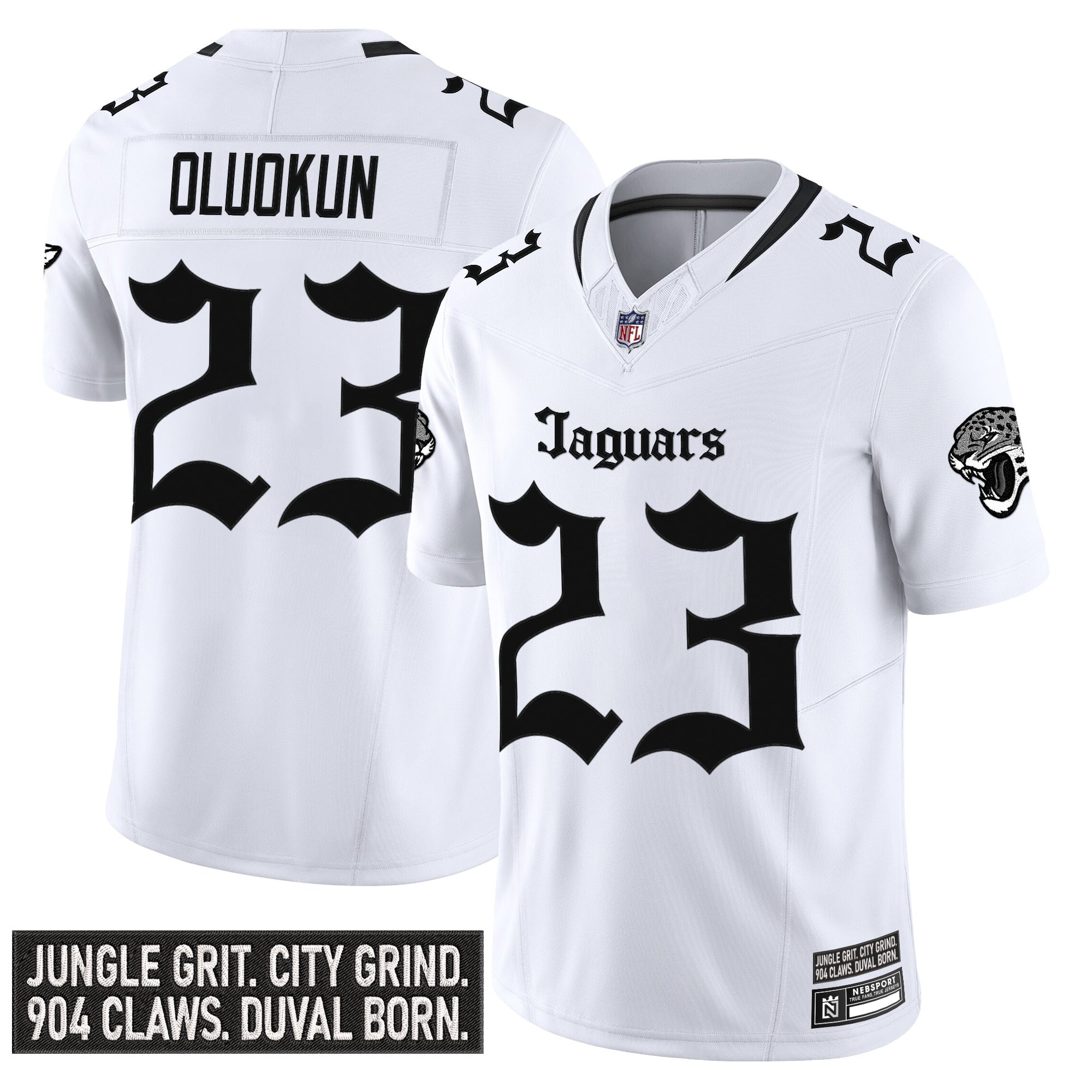 Foyesade Oluokun Men's Jacksonville Jaguars Gothic Duvall Shadows Edition Vapor White Jersey - All Stitched