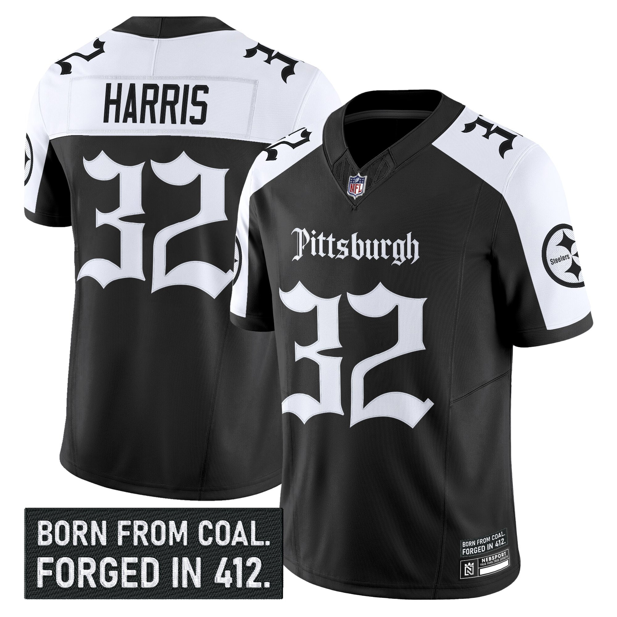 Franco Harris Men's Pittsburgh Steelers Gothic Steel City Edition Vapor Limited Alternate Jersey - All Stitched