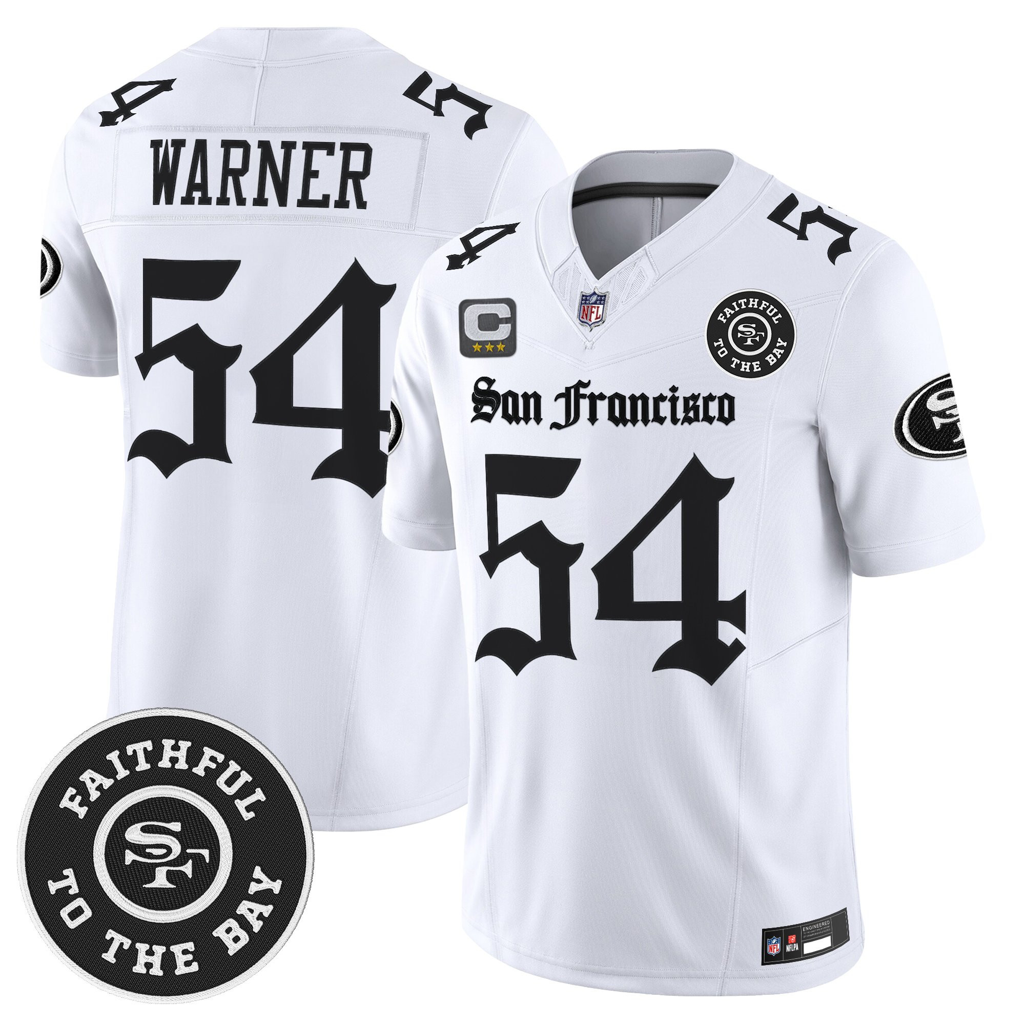 Fred Warner Men's San Francisco 49ers Gothic Edition Vapor Limited White Jersey - All Stitched