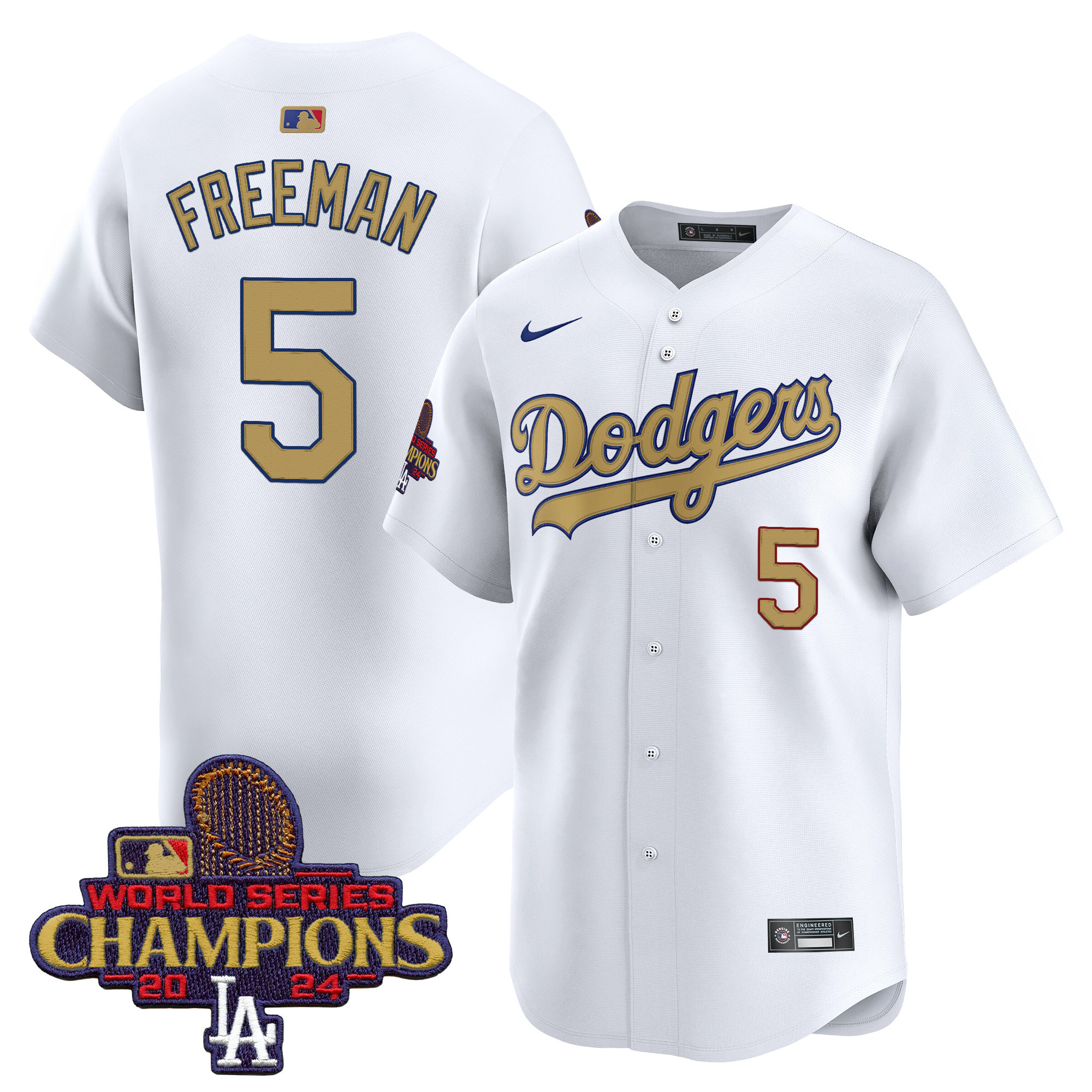 Freddie Freeman Men's Los Angeles Dodgers 2025 Gold Vapor Premier Limited White Jersey - All Stitched