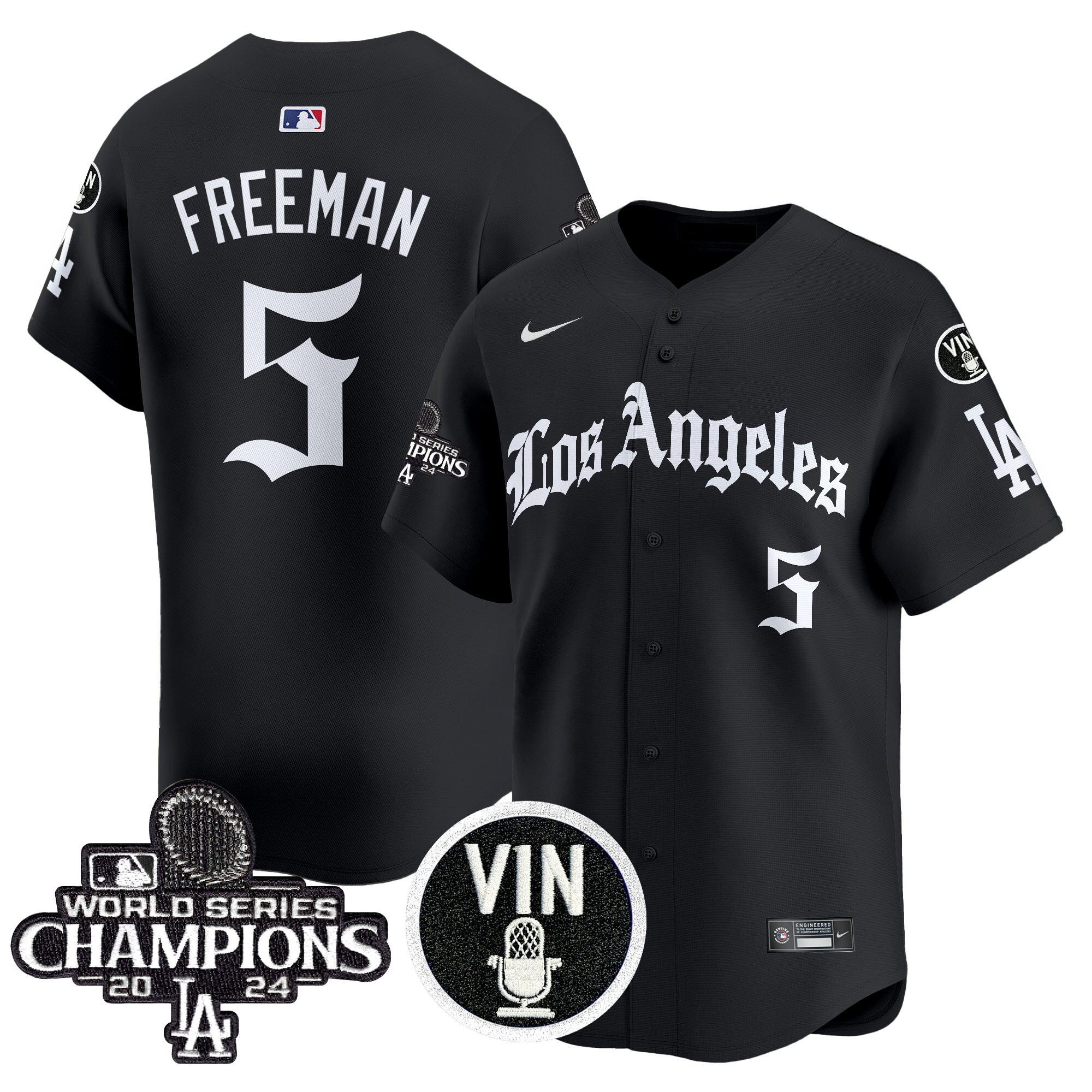 Freddie Freeman Men's Los Angeles Dodgers 2025 LA Gothic Style Vapor Premier Limited Black Jersey - All Stitched