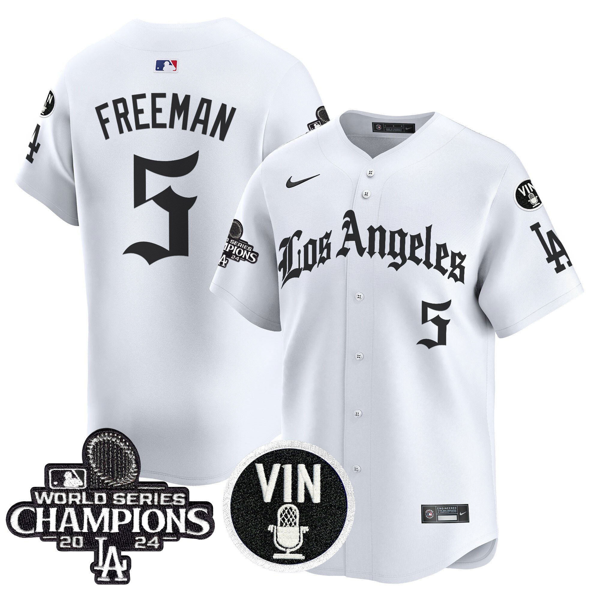 Freddie Freeman Men's Los Angeles Dodgers 2025 LA Gothic Style Vapor Premier Limited White Jersey - All Stitched