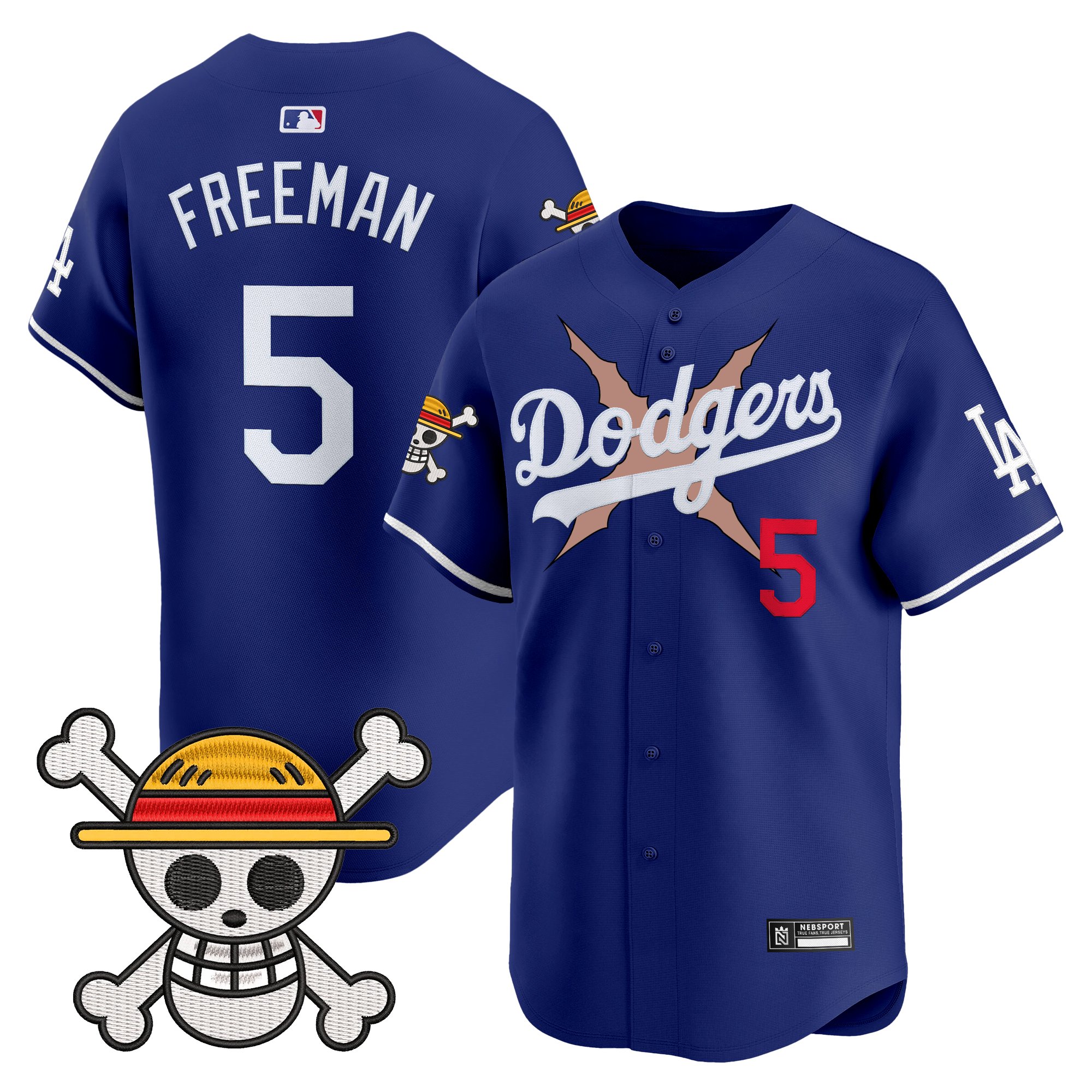 Freddie Freeman Men's Los Angeles Dodgers x One Piece 2025 Vapor Premier Limited Royal Jersey - Stitched