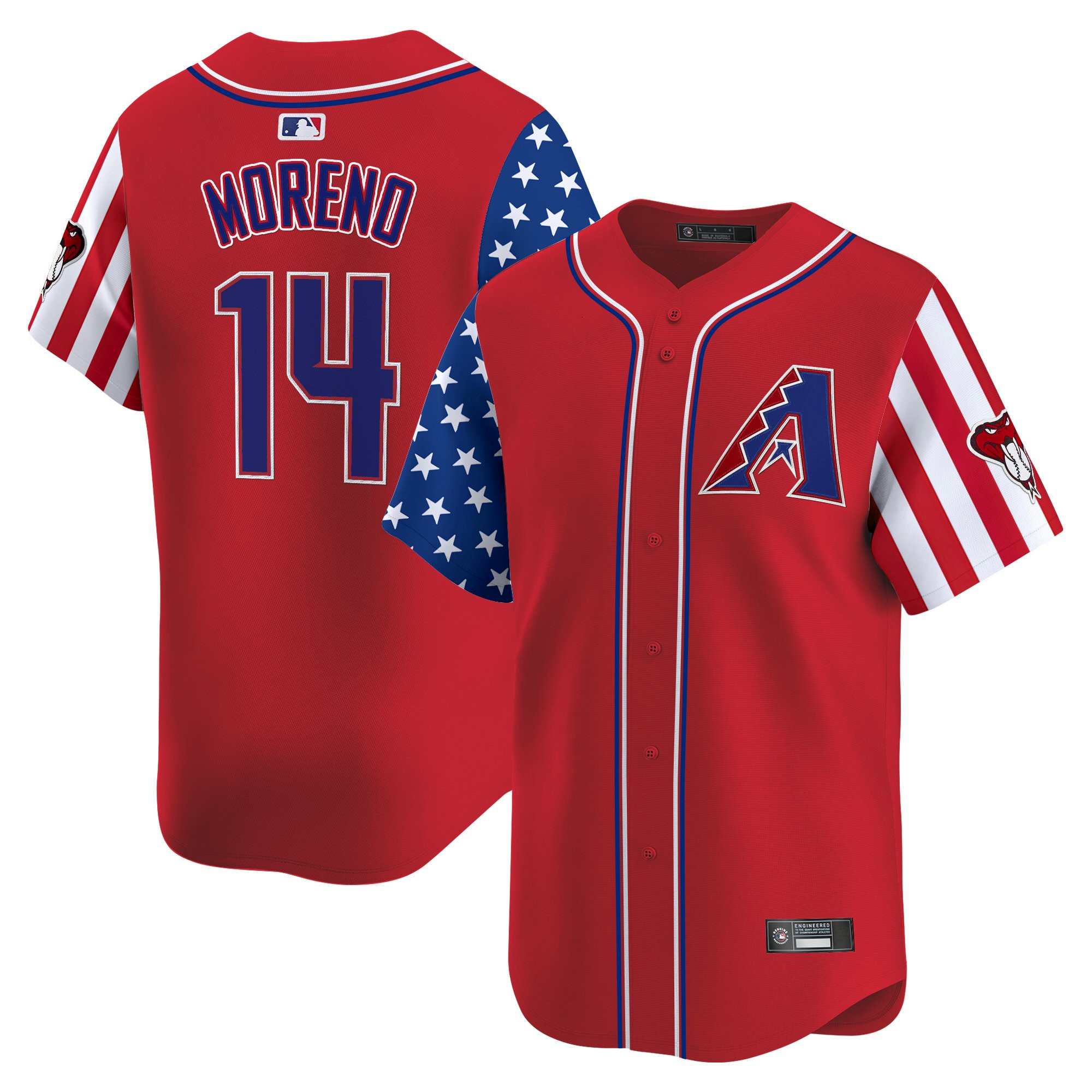 Gabriel Moreno Men's Arizona Diamondbacks 2025 Independence Day Vapor Premier Limited Red Jersey - All Stitched