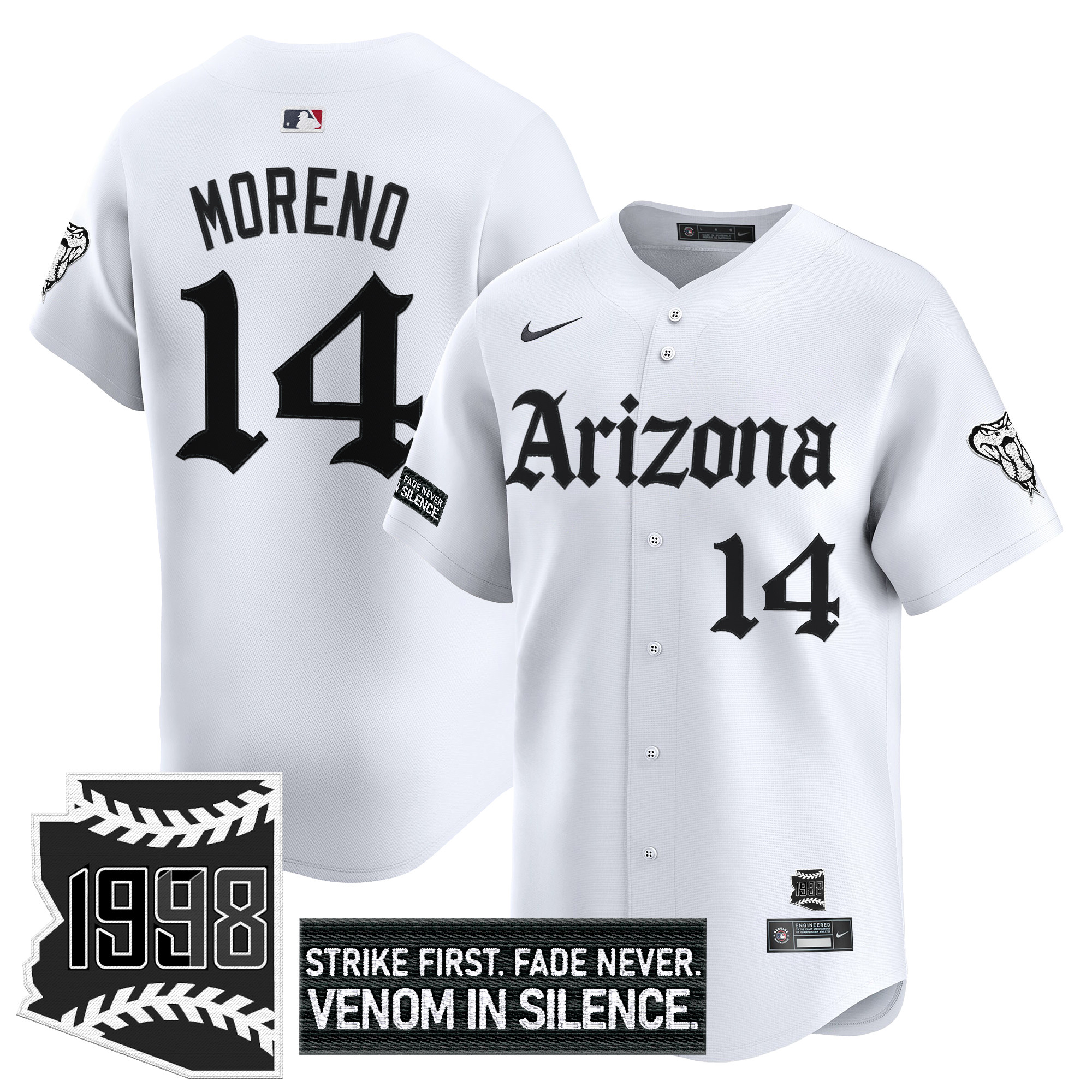 Gabriel Moreno Men's Arizona Diamondbacks Gothic Desert Fang Edition Vapor Premier Limited White Jersey - All Stitched