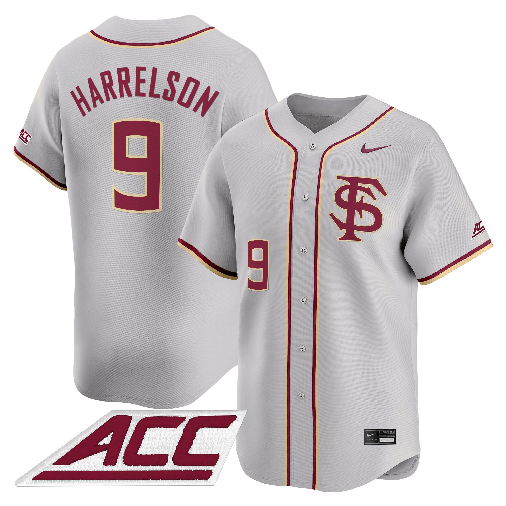 Gage Harrelson Men's Florida State Seminoles 2025 Vapor Premier Limited Gray Jersey - All Stitched