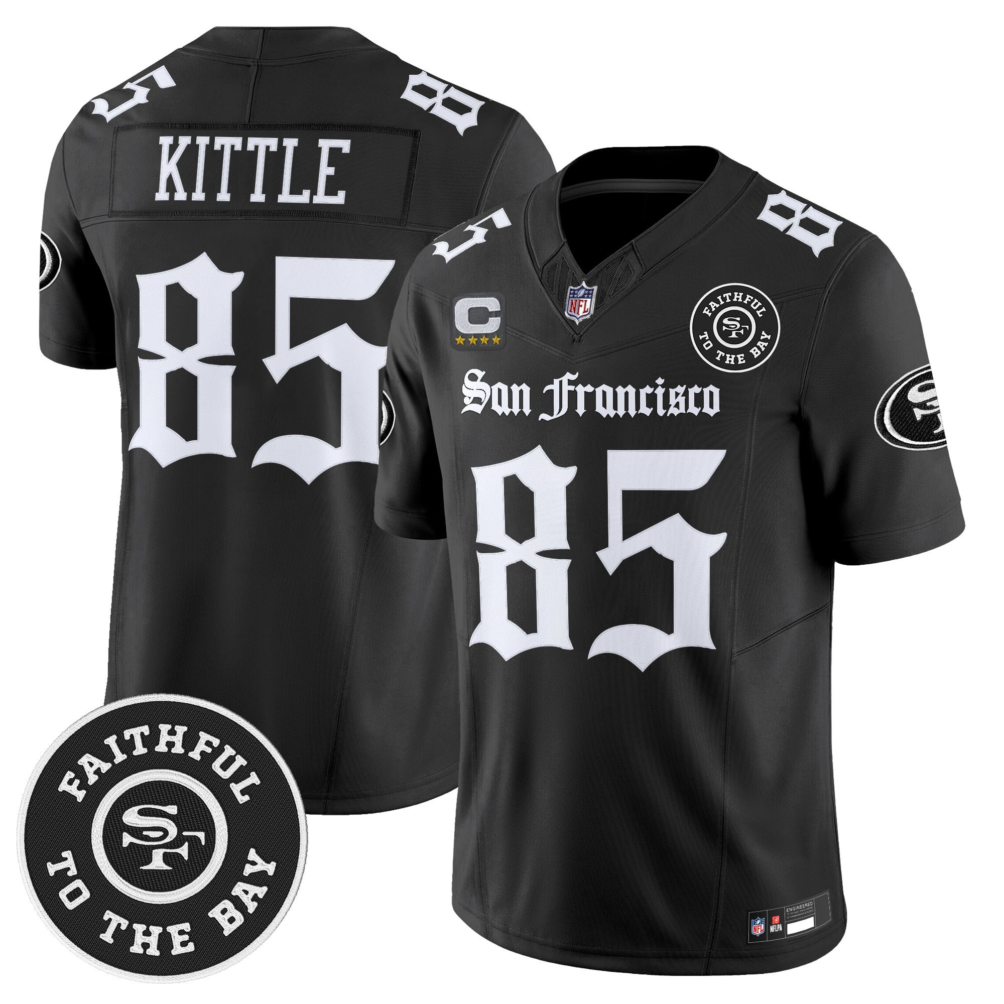 George Kittle Men's San Francisco 49ers Gothic Edition Vapor Limited Black Jersey - All Stitched