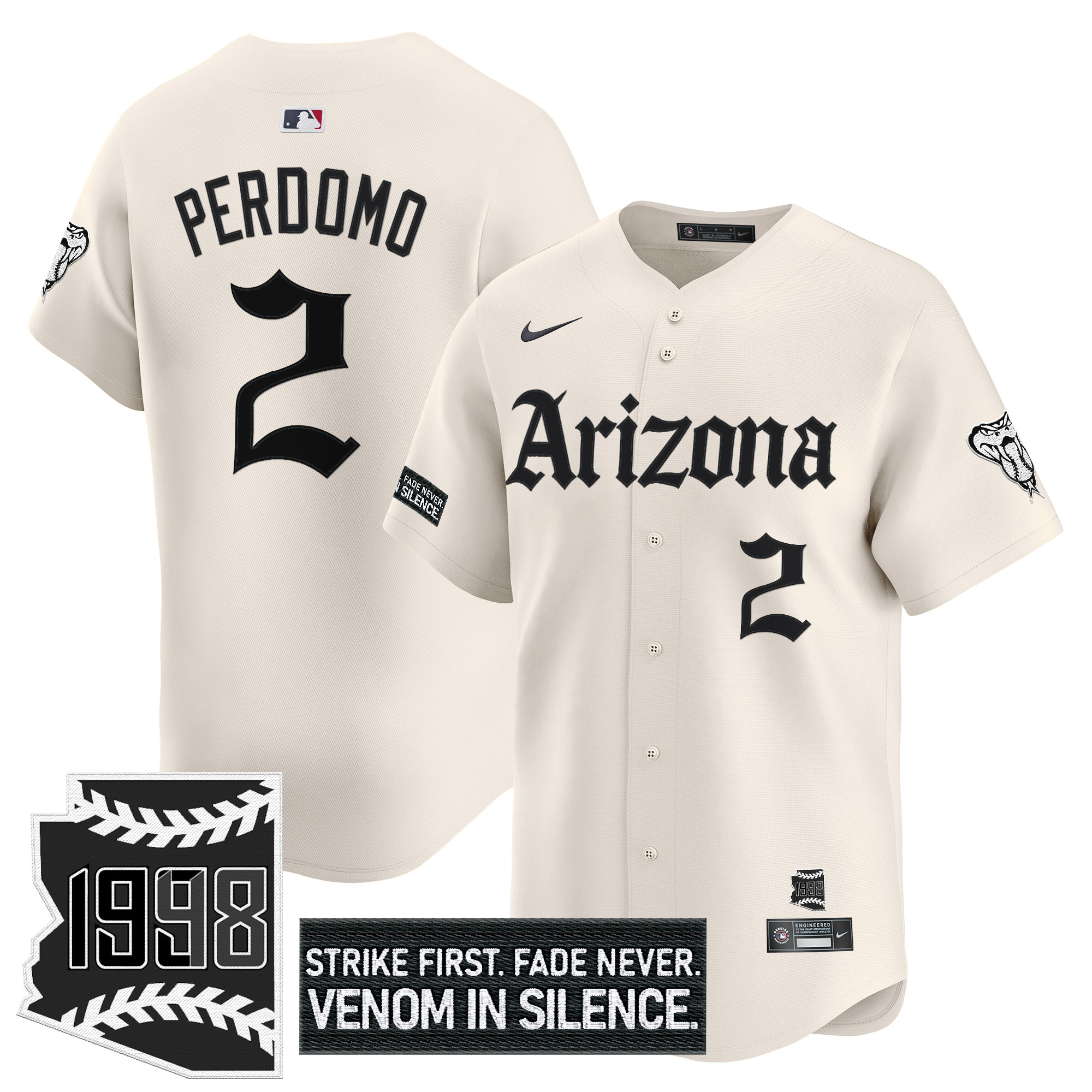 Geraldo Perdomo Men's Arizona Diamondbacks Gothic Desert Fang Edition Vapor Premier Limited Cream Jersey - All Stitched