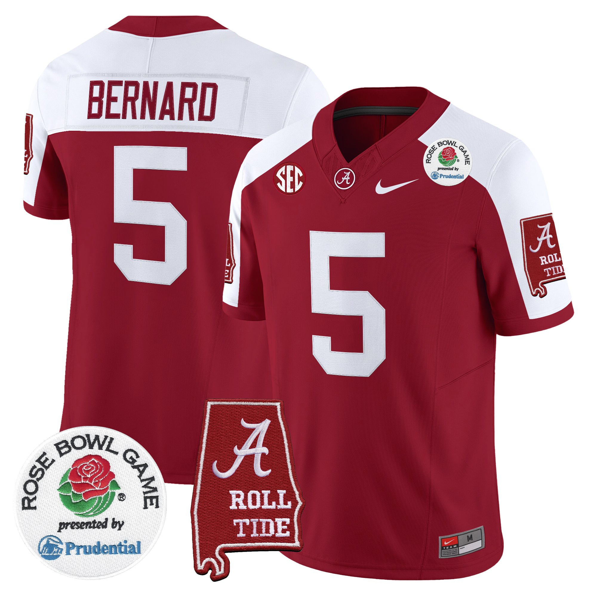 Germie Bernard Men's Alabama Crimson Tide 2026 Rose Bowl Vapor Limited Crimson Alternate Jersey - All Stitched