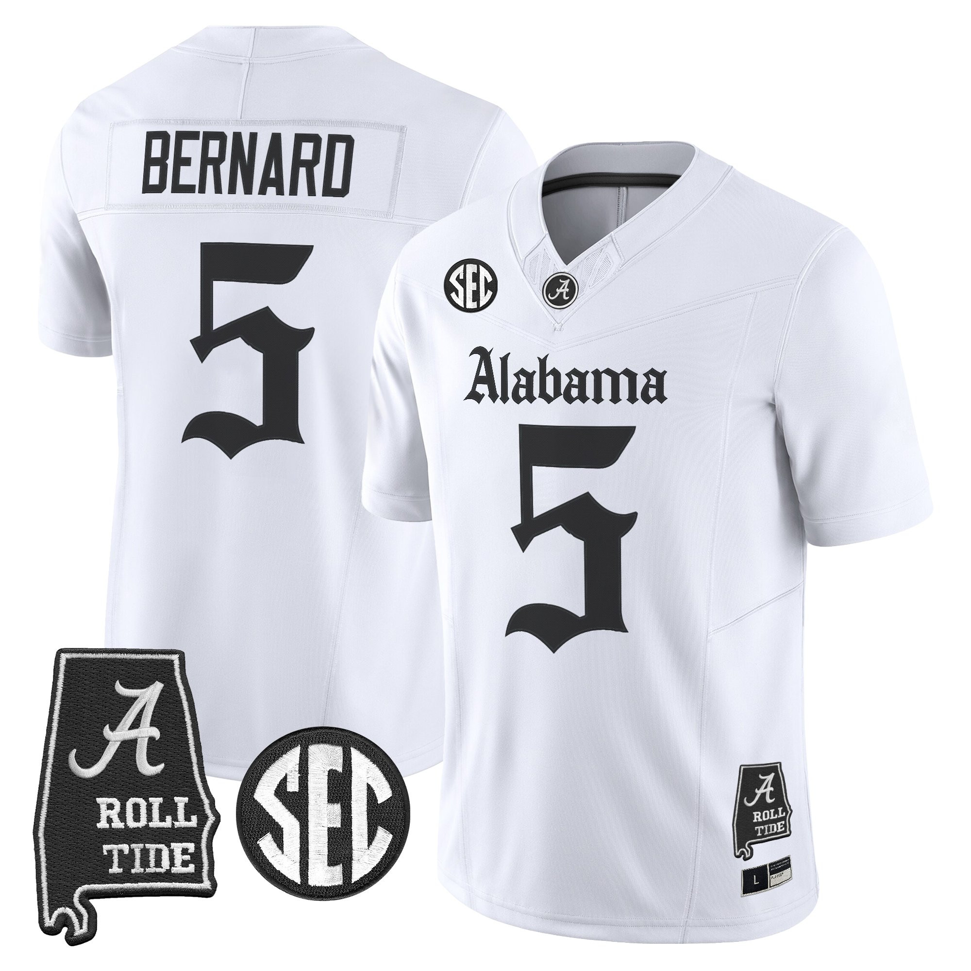 Germie Bernard Men's Alabama Crimson Tide Gothic Edition Vapor Limited White Jersey - Alabama Map - All Stitched