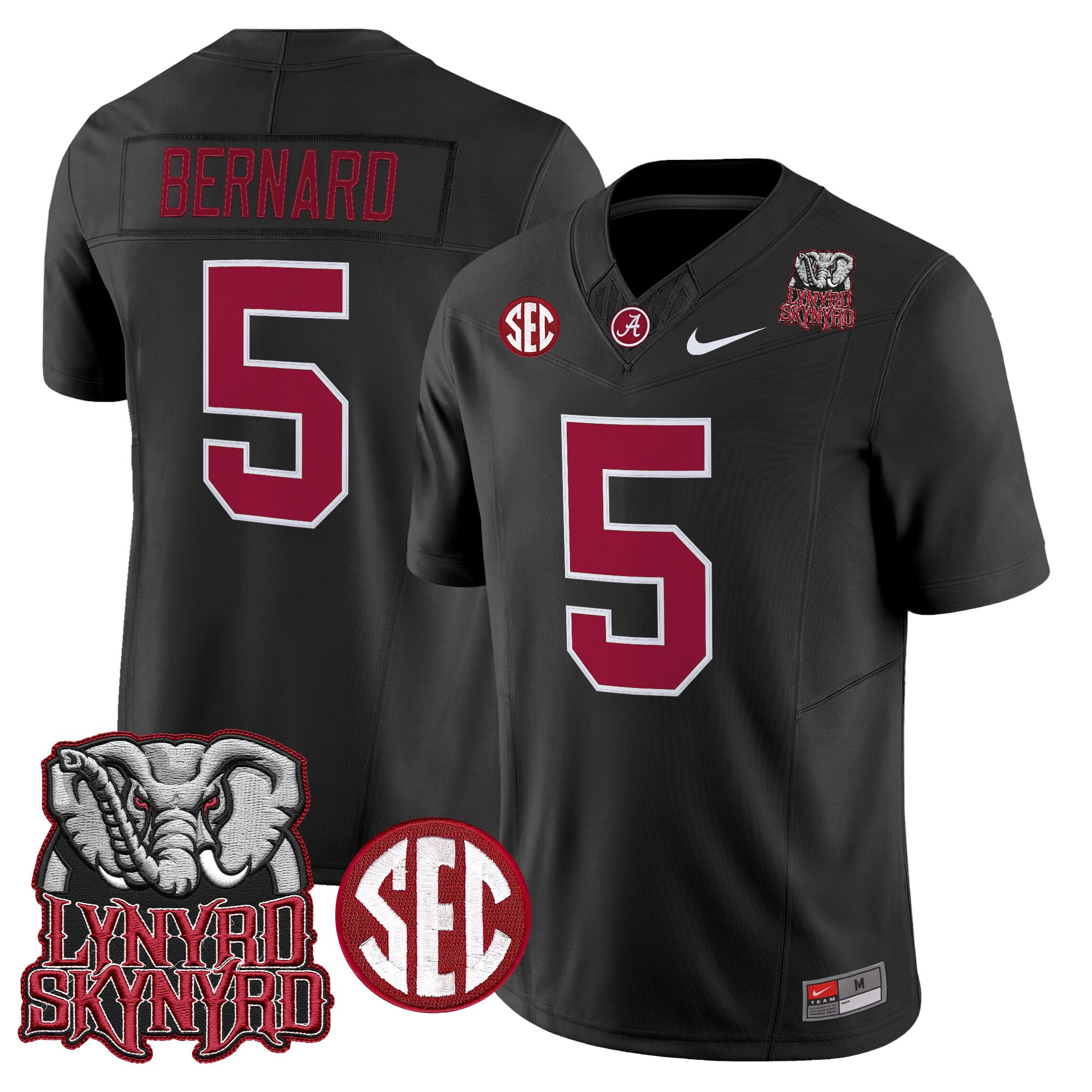 Germie Bernard Men's Alabama Crimson Tide x Lynyrd Skynyrd Vapor Limited Black Jersey - Alabama Map - All Stitched