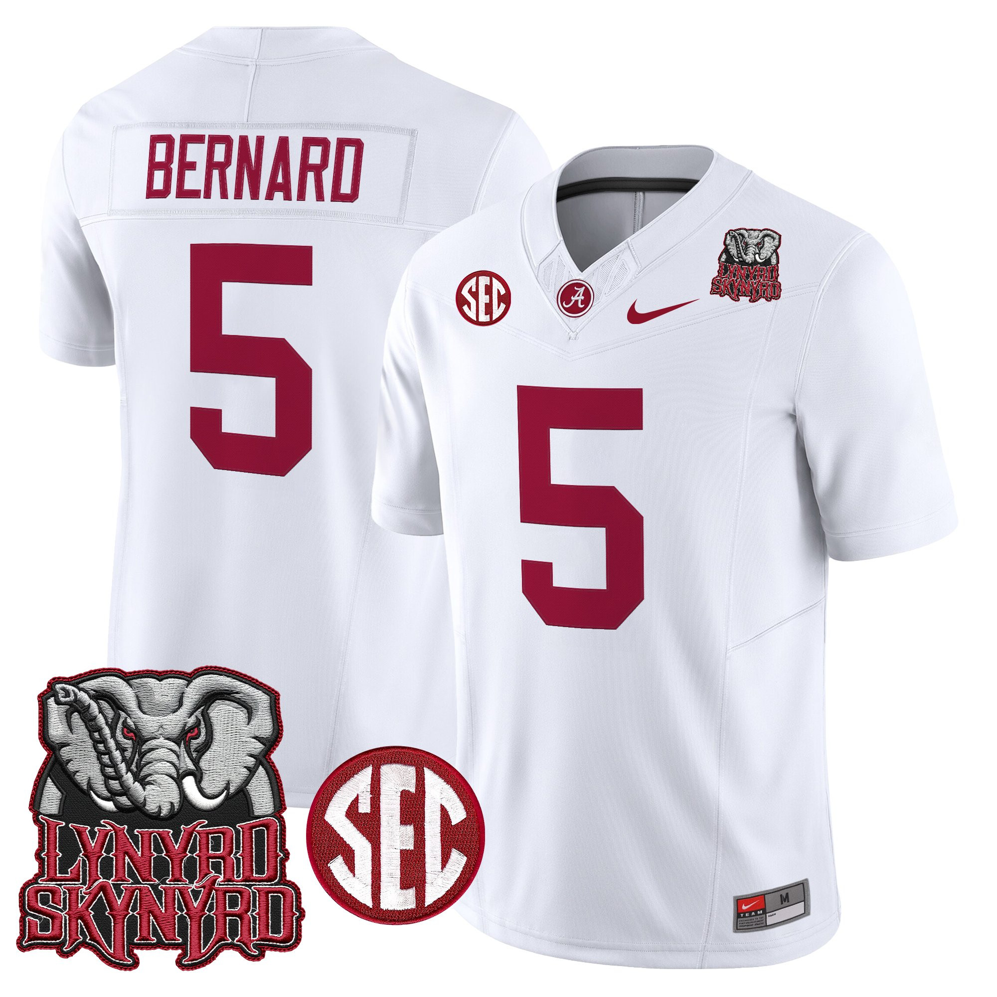 Germie Bernard Men's Alabama Crimson Tide x Lynyrd Skynyrd Vapor Limited White Jersey - Alabama Map - All Stitched