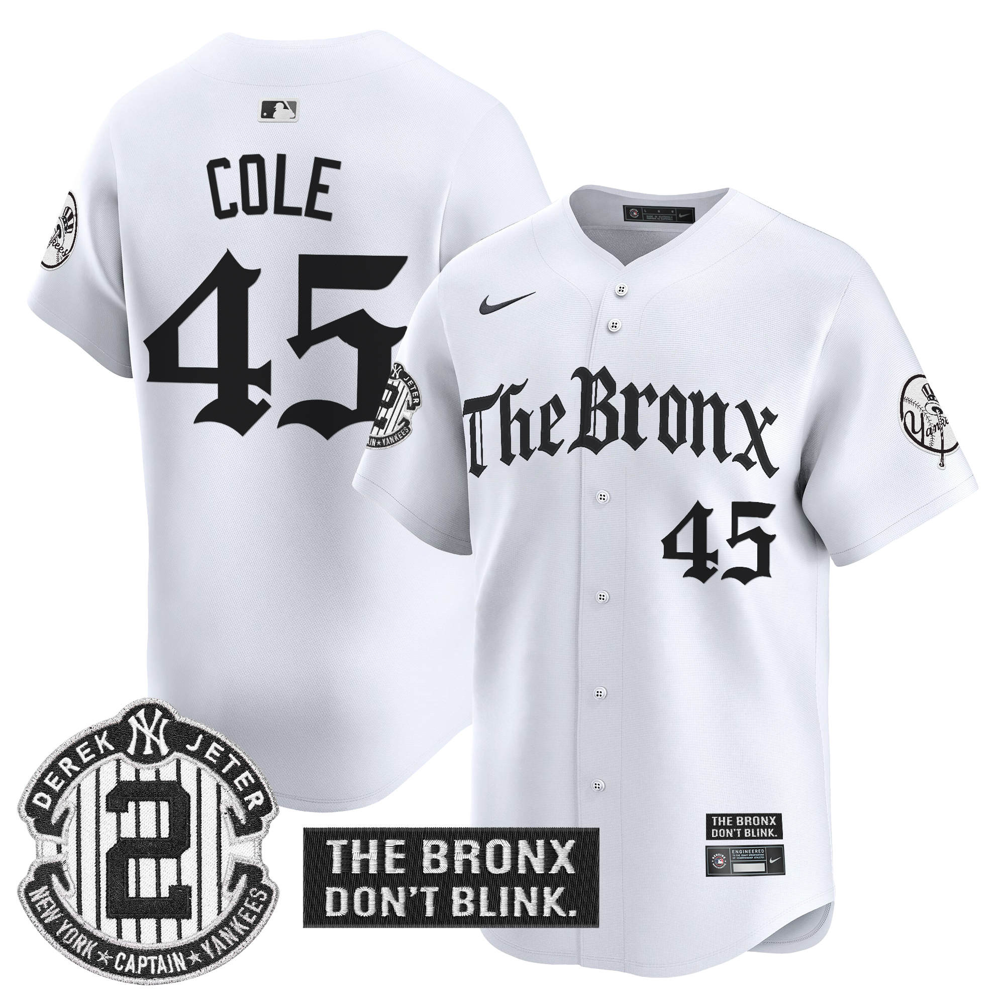 Gerrit Cole Men's New York Yankees 'The Bronx - Gothic Ink Drop Edition Vapor Premier Limited White Jersey - All Stitched