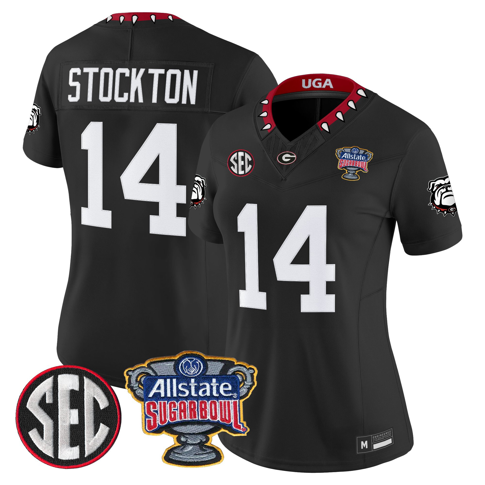 Gunner Stockton Women's Georgia Bulldogs Sugar Bowl Patch Vapor Limited Black Jersey - All Stitched