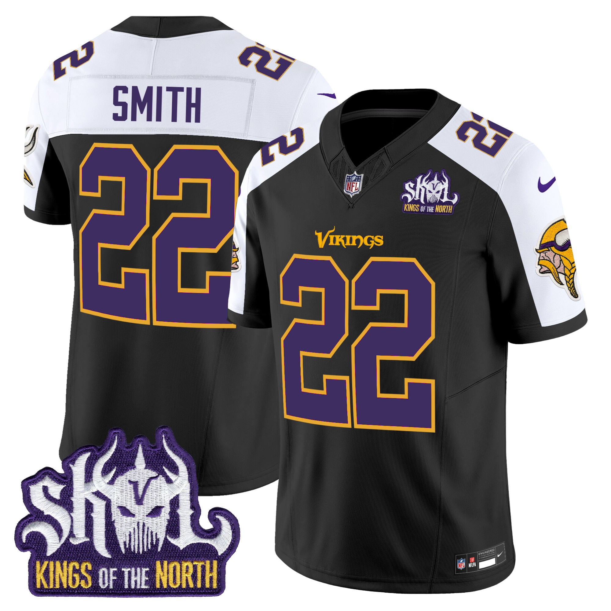 Harrison Smith Men's Minnesota Vikings King Of The North Patch Throwback Vapor Limited Black Alternate Jersey - All Stitched