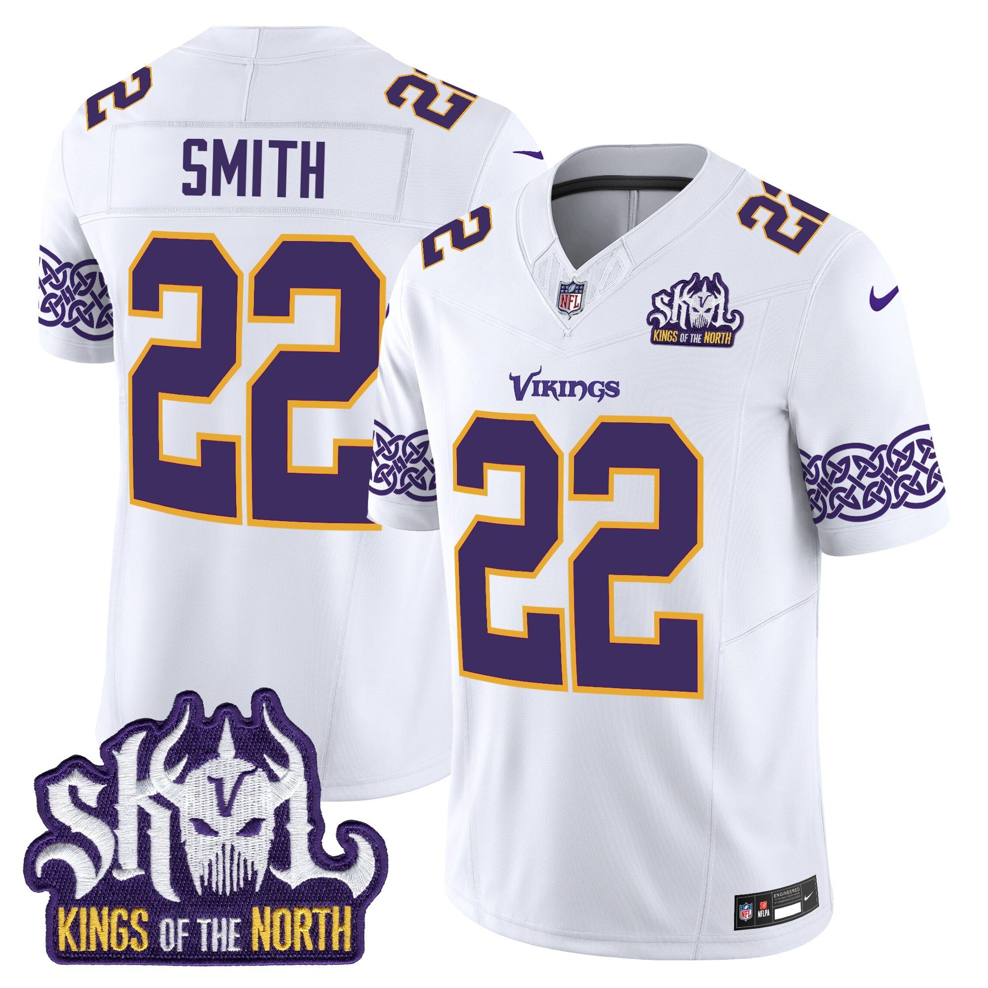 Harrison Smith Men's Minnesota Vikings King Of The North Patch Throwback Vapor Limited White Jersey V2 - All Stitched