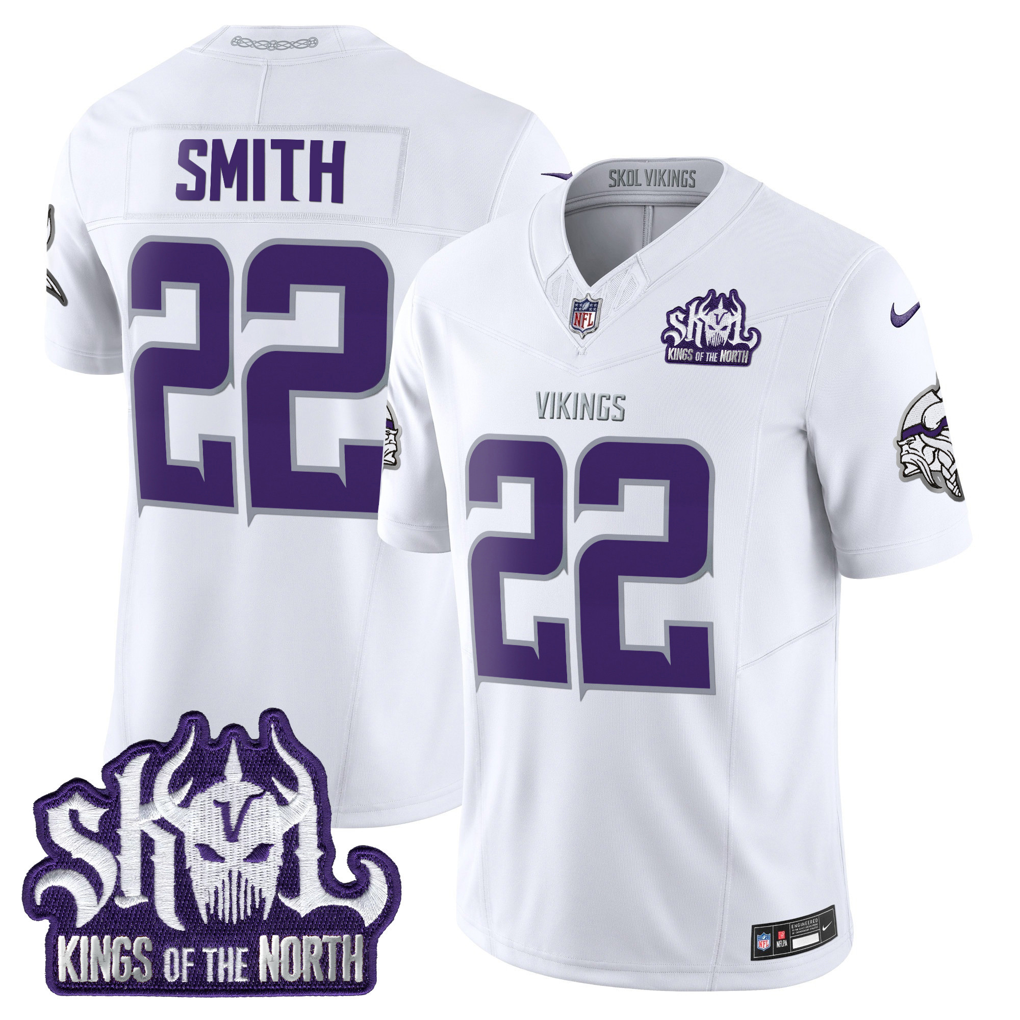 Harrison Smith Men's Minnesota Vikings King Of The North Patch Throwback Vapor Limited Winter Warrior Jersey - All Stitched