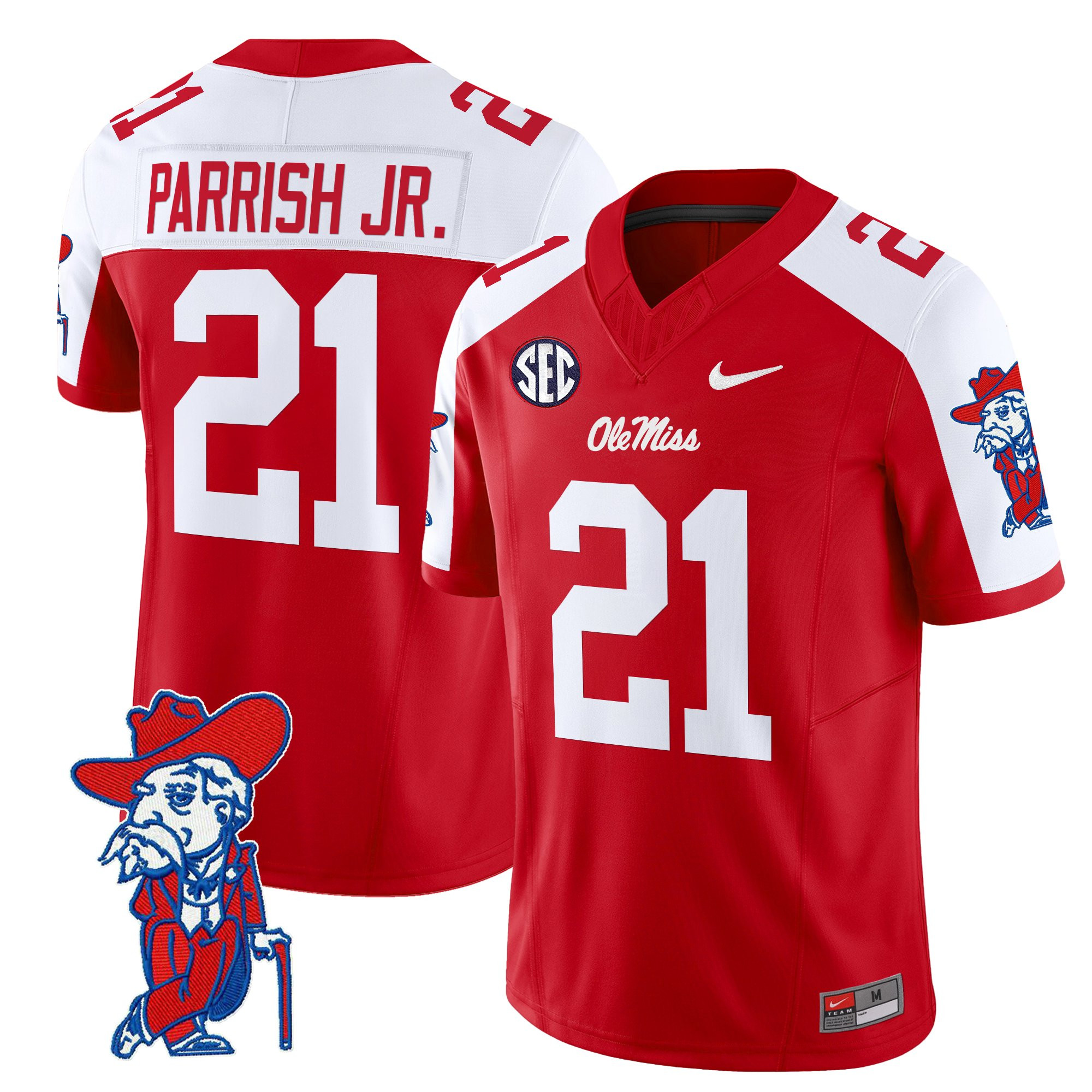 Henry Parrish Jr. Men's Ole Miss Rebels 2025 Vapor Limited Red Alternate Jersey V2 - All Stitched