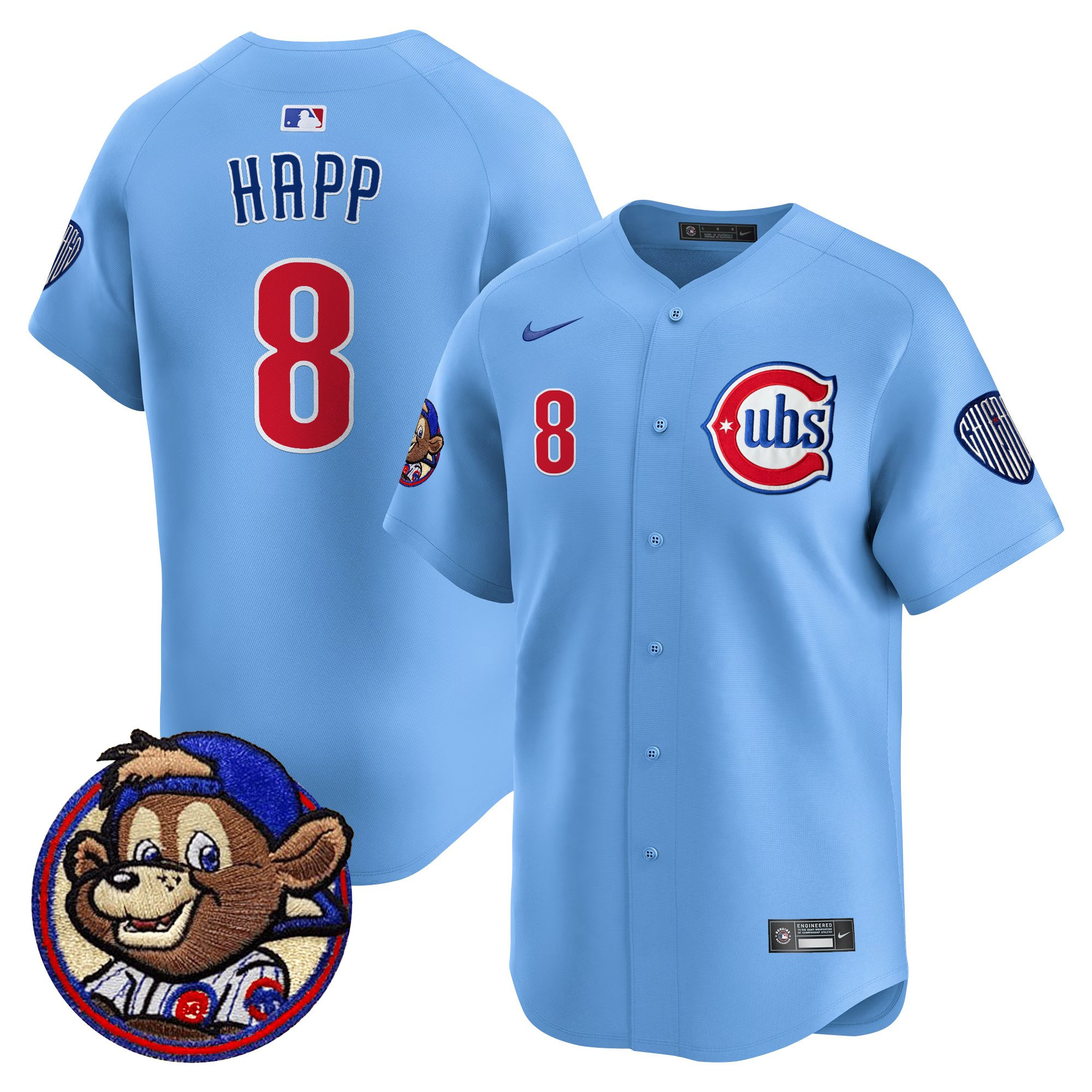 Ian Happ Men's Chicago Cubs Clark Patch Vapor Premier Limited Blue Jersey - All Stitched