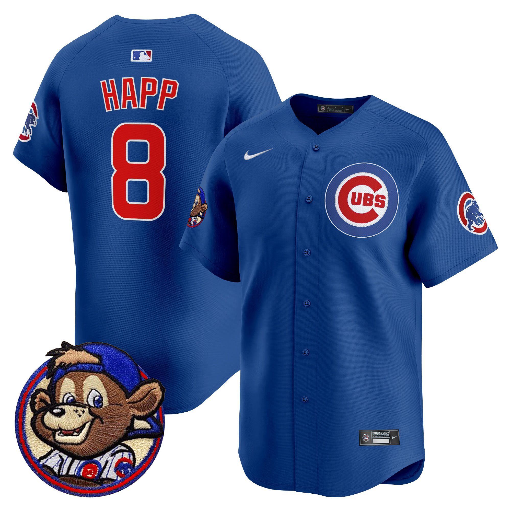 Ian Happ Men's Chicago Cubs Clark Patch Vapor Premier Limited Royal Jersey - All Stitched