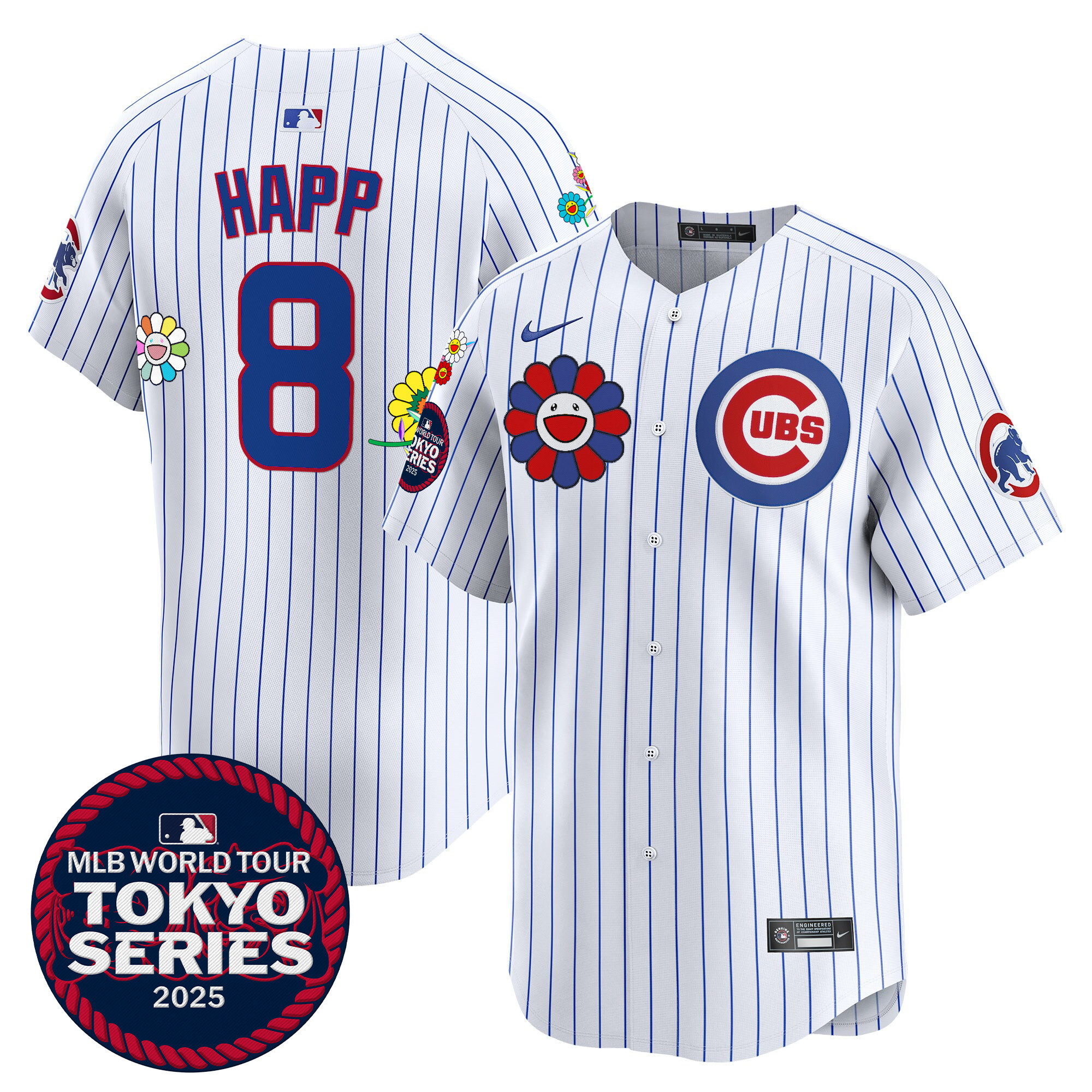 Ian Happ Men's Chicago Cubs Tokyo Series 2025 Vapor Premier Limited Pinstripe Jersey - Stitched