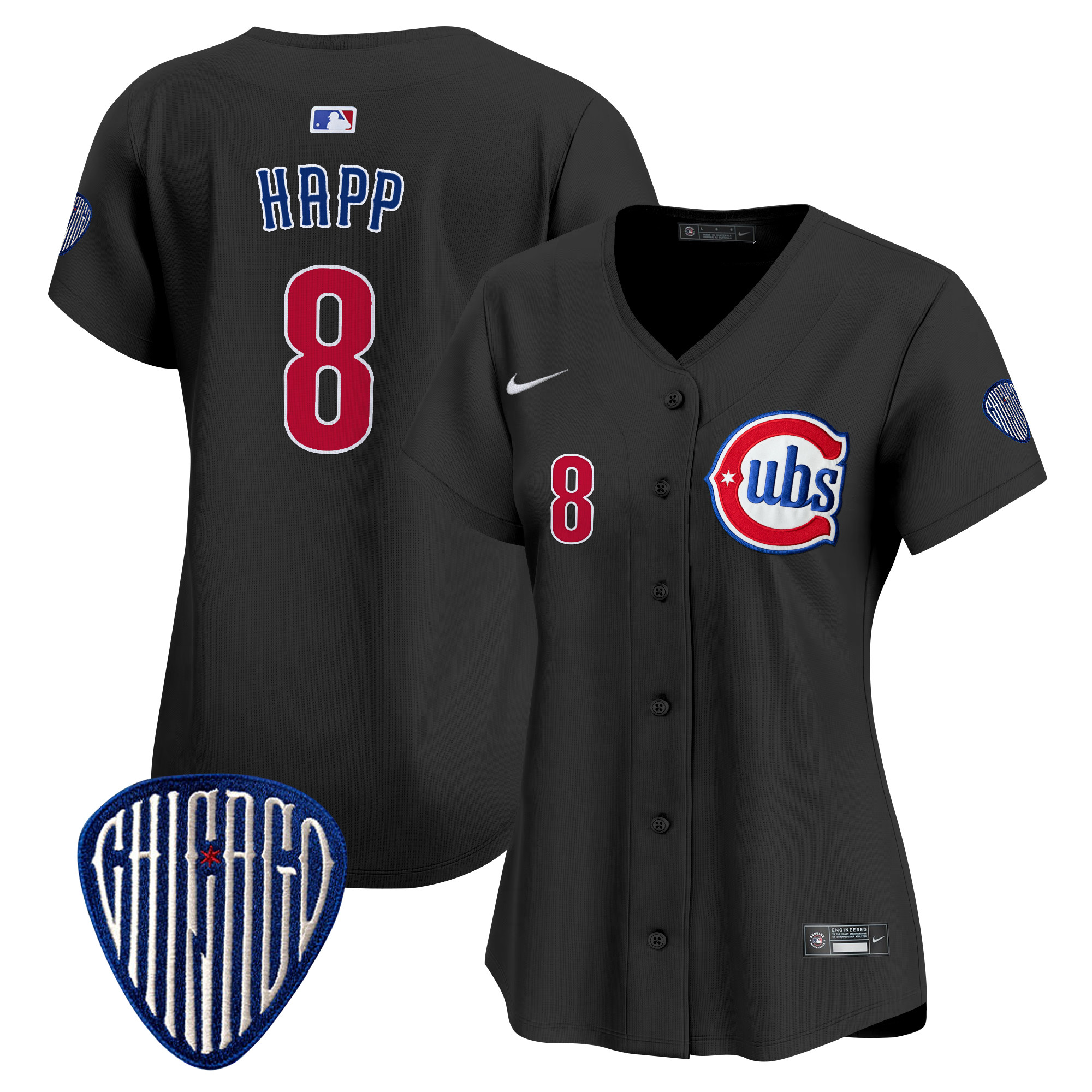 Ian Happ Women's Chicago Cubs Blue Alternate Vapor Premier Limited Black Jersey - All Stitched
