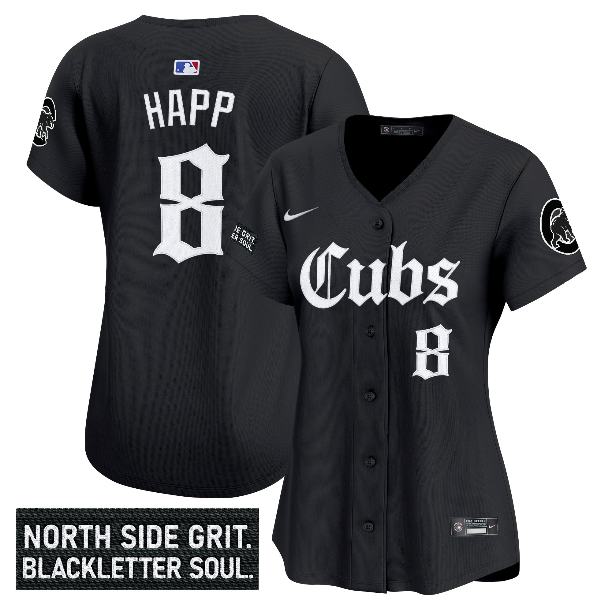 Ian Happ Women's Chicago Cubs 'Gothic North Side Edition Vapor Premier Limited Black Jersey - All Stitched