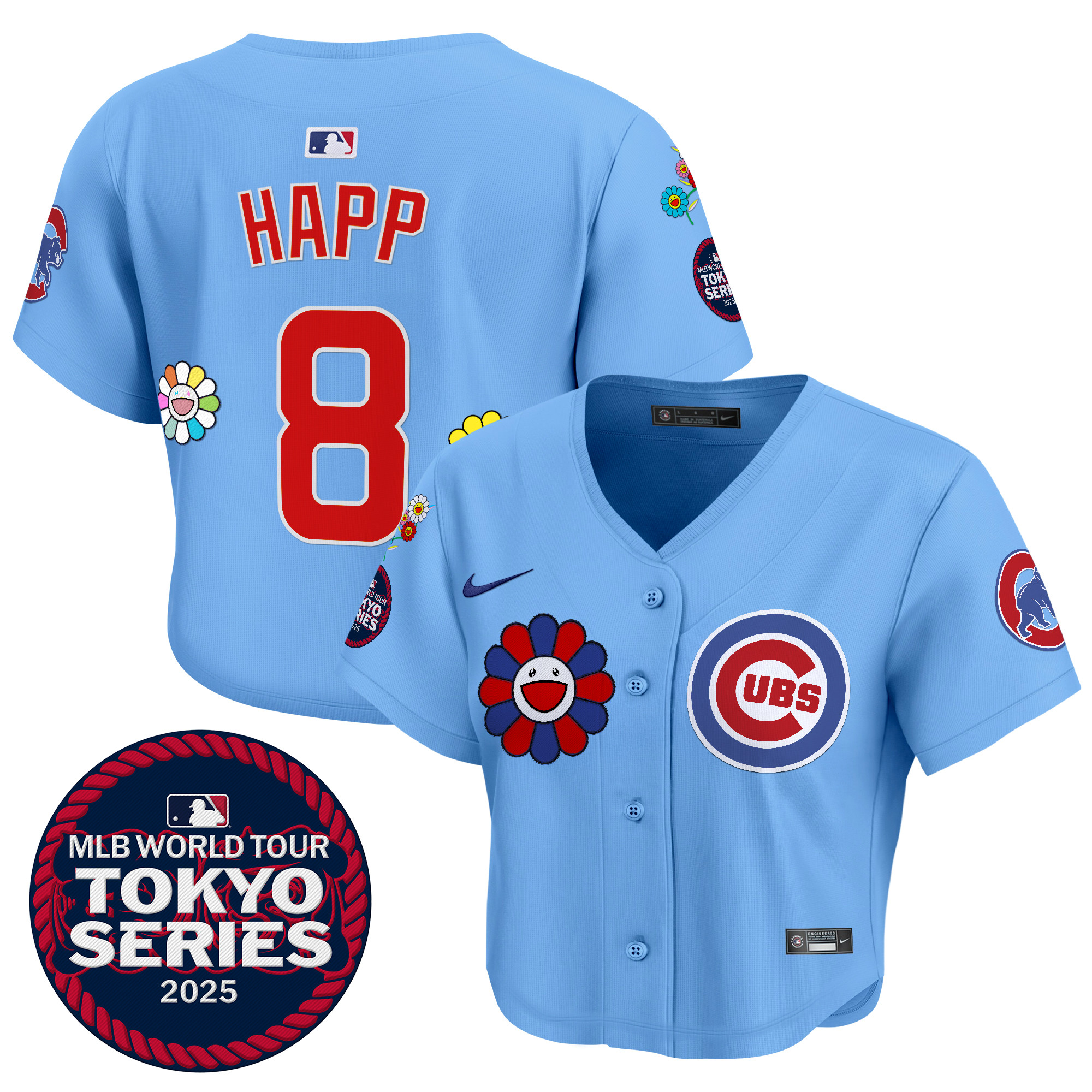 Ian Happ Women's Chicago Cubs Tokyo Series 2025 Crop Top Baseball Blue Jersey - Stitched
