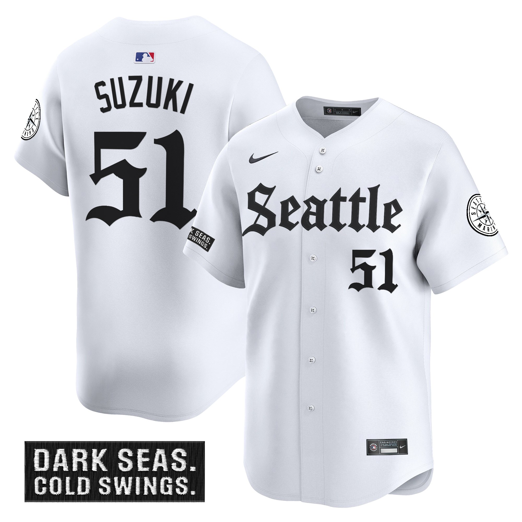 Ichiro Suzuki Men's Seattle Mariners 'Deep Sea Gothic Edition Vapor Premier Limited White Jersey - All Stitched
