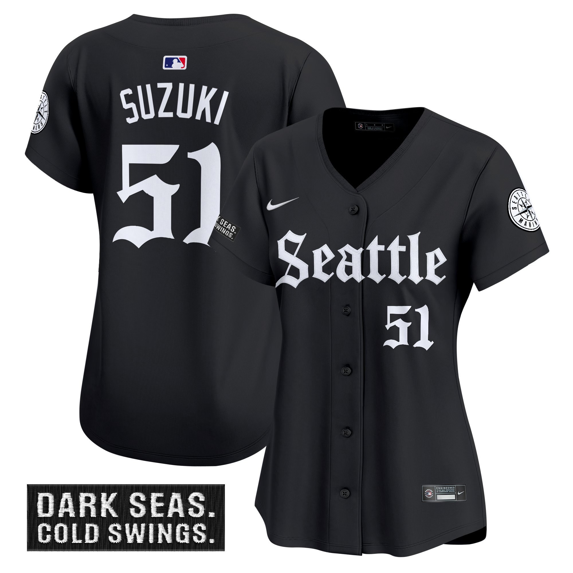 Ichiro Suzuki Women's Seattle Mariners 'Deep Sea Gothic Edition Vapor Premier Limited Black Jersey - All Stitched