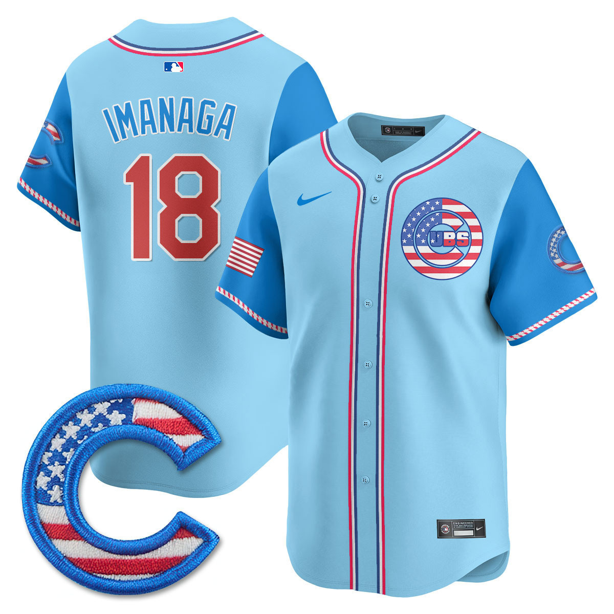 Imanaga Shota Men's Chicago Cubs 2025 Fourth of July Vapor Premier Limited Light Blue Alternate Jersey - All Stitched