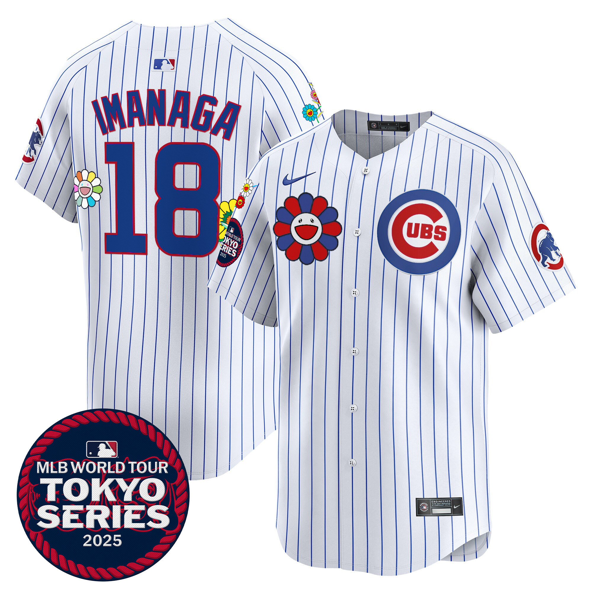 Imanaga Shota Men's Chicago Cubs Tokyo Series 2025 Vapor Premier Limited Pinstripe Jersey - Stitched