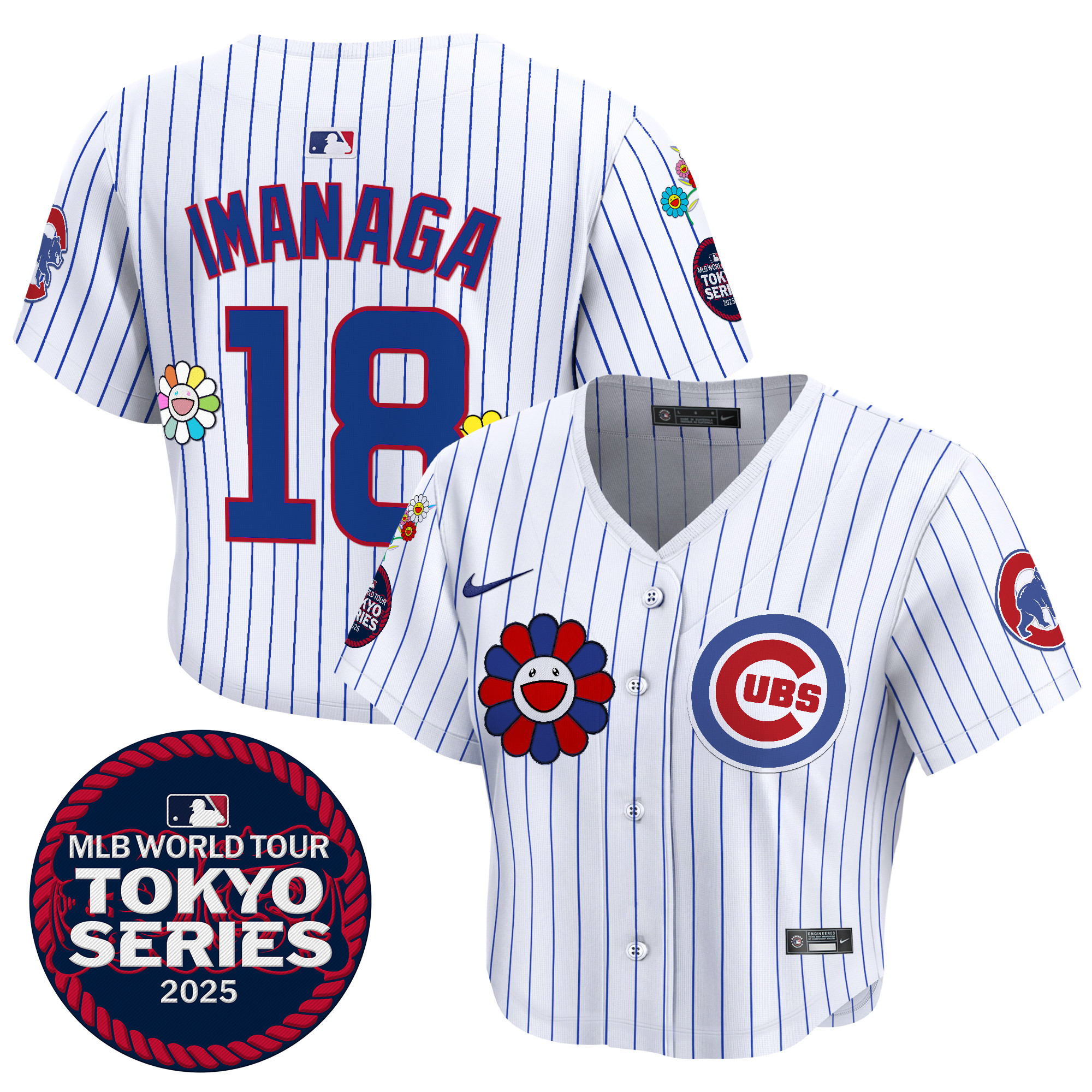 Imanaga Shota Women's Chicago Cubs Tokyo Series 2025 Crop Top Baseball Pinstripe Jersey - Stitched