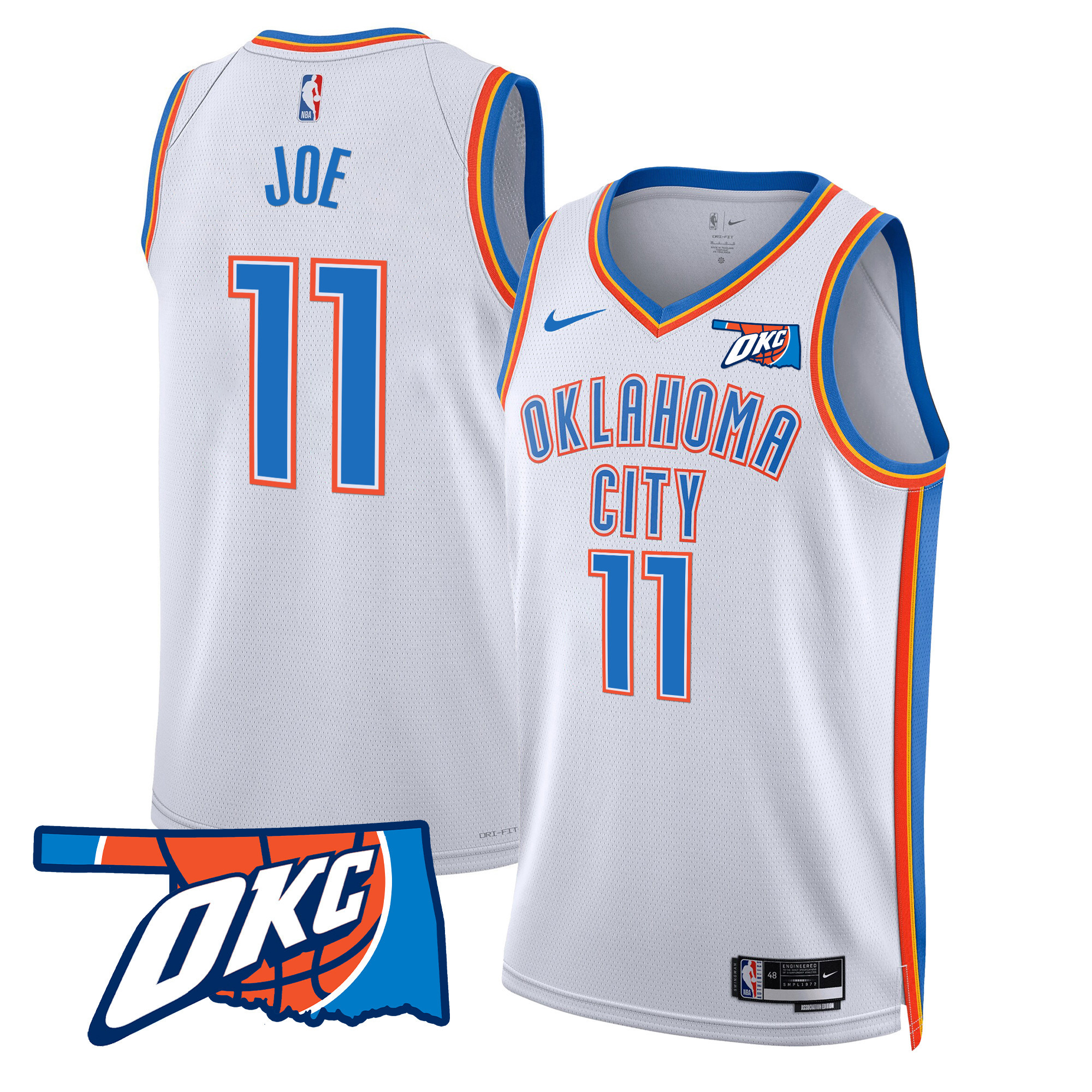 Isaiah Joe Men's Oklahoma City Thunder Swingman Association Jersey - Oklahoma Patch - All Stitched
