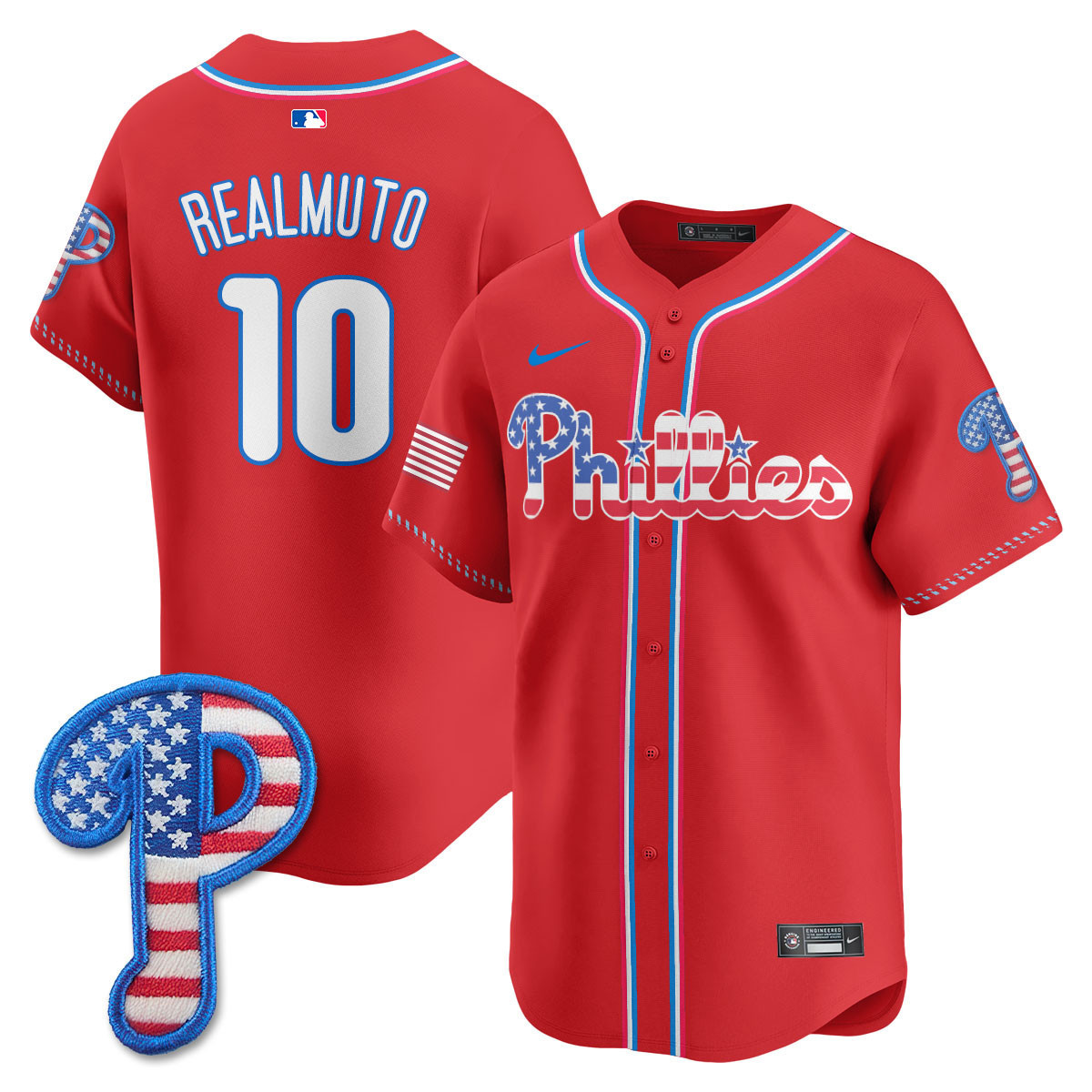 J.T.Realmuto Men's Philadelphia Phillies 2025 Fourth of July Vapor Premier Limited Red Jersey - All Stitched