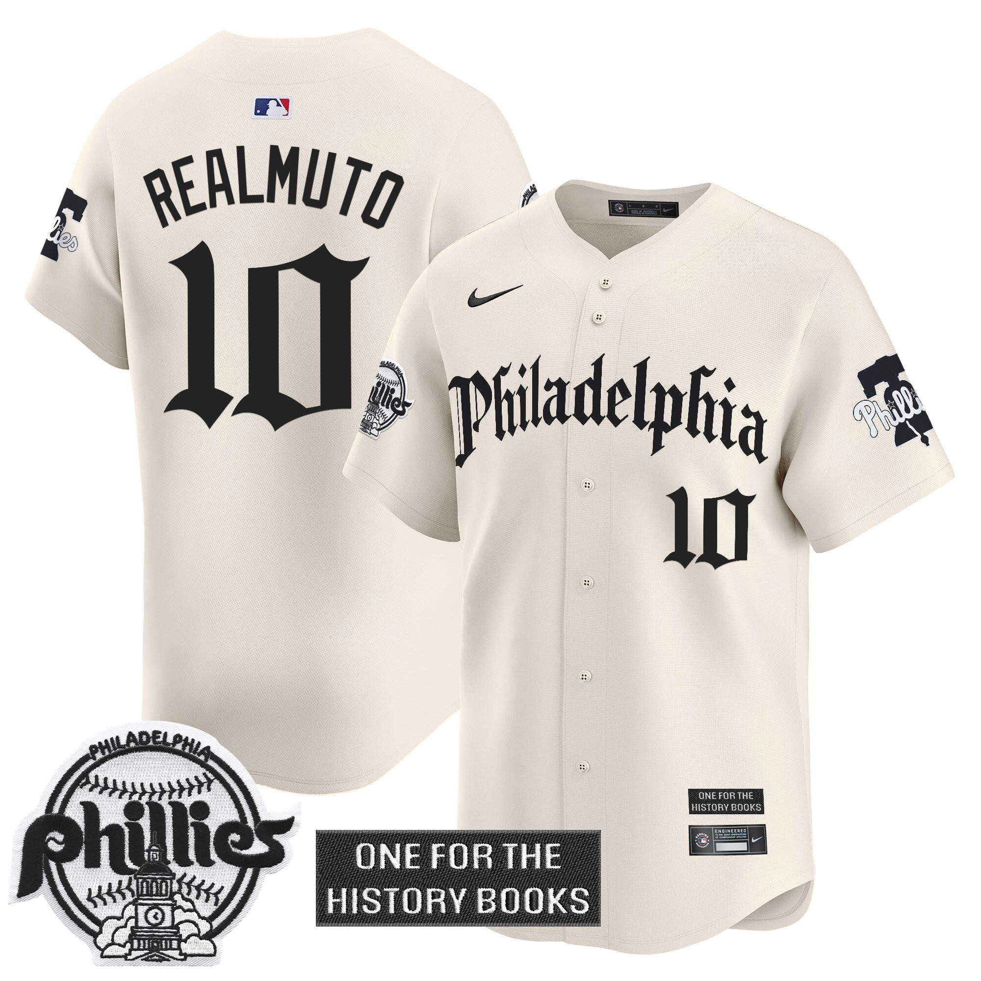 J.T.Realmuto Men's Philadelphia Phillies Retro Newspaper Edition Vapor Premier Limited Cream Jersey - All Stitched