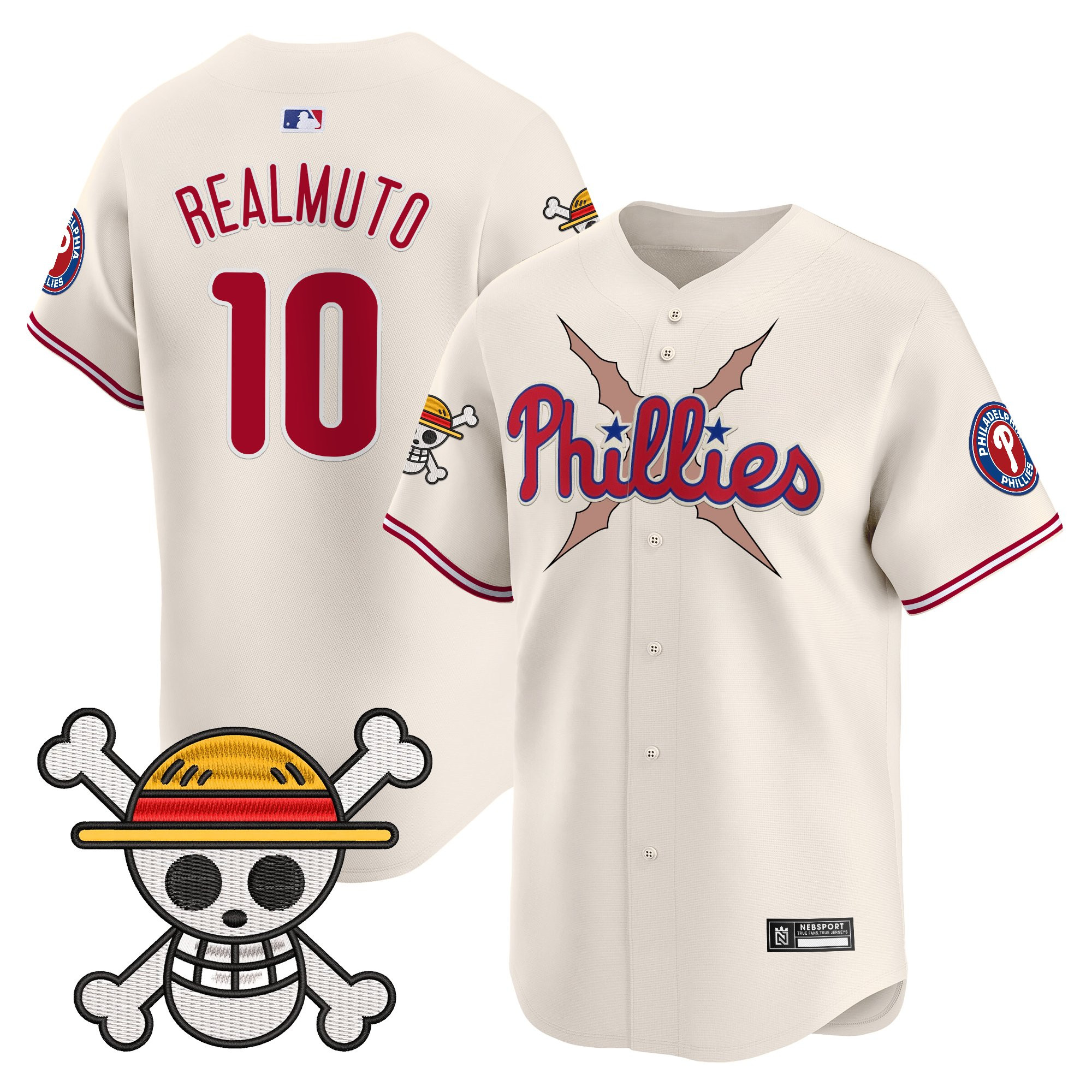 J.T.Realmuto Men's Philadelphia Phillies x One Piece 2025 Vapor Premier Limited Cream Jersey - All Stitched