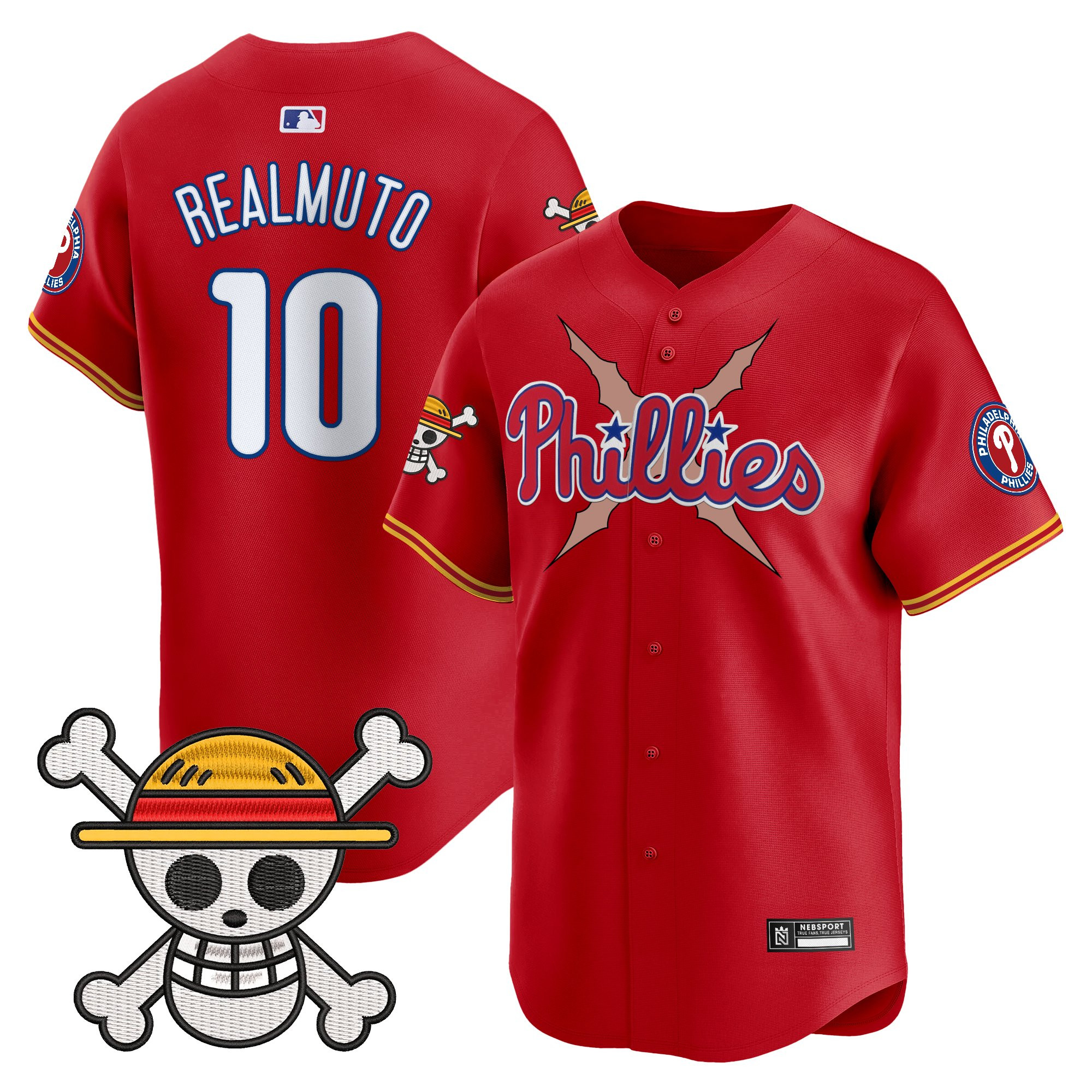 J.T.Realmuto Men's Philadelphia Phillies x One Piece 2025 Vapor Premier Limited Red Jersey - All Stitched